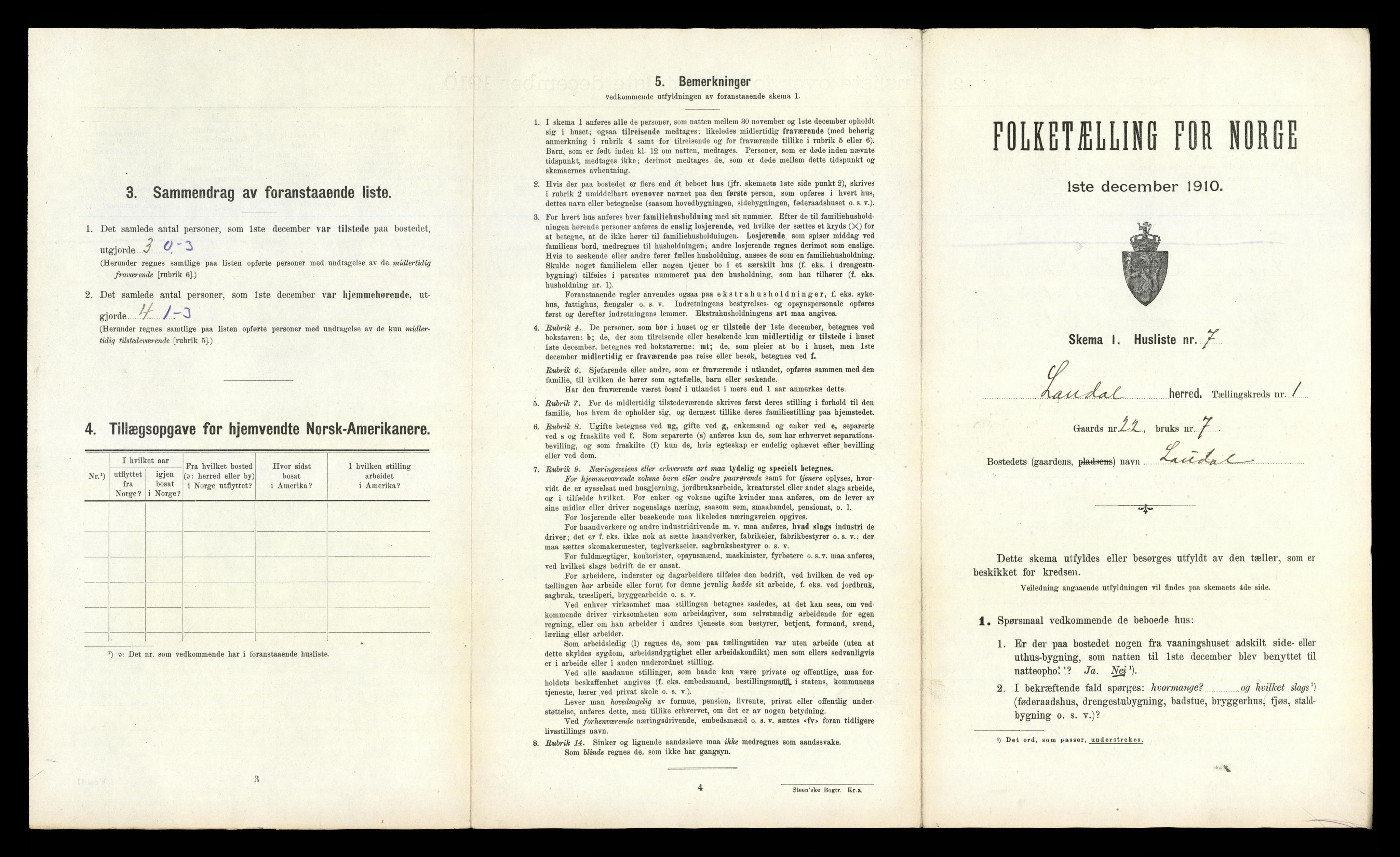 RA, Folketelling 1910 for 1022 Laudal herred, 1910, s. 35