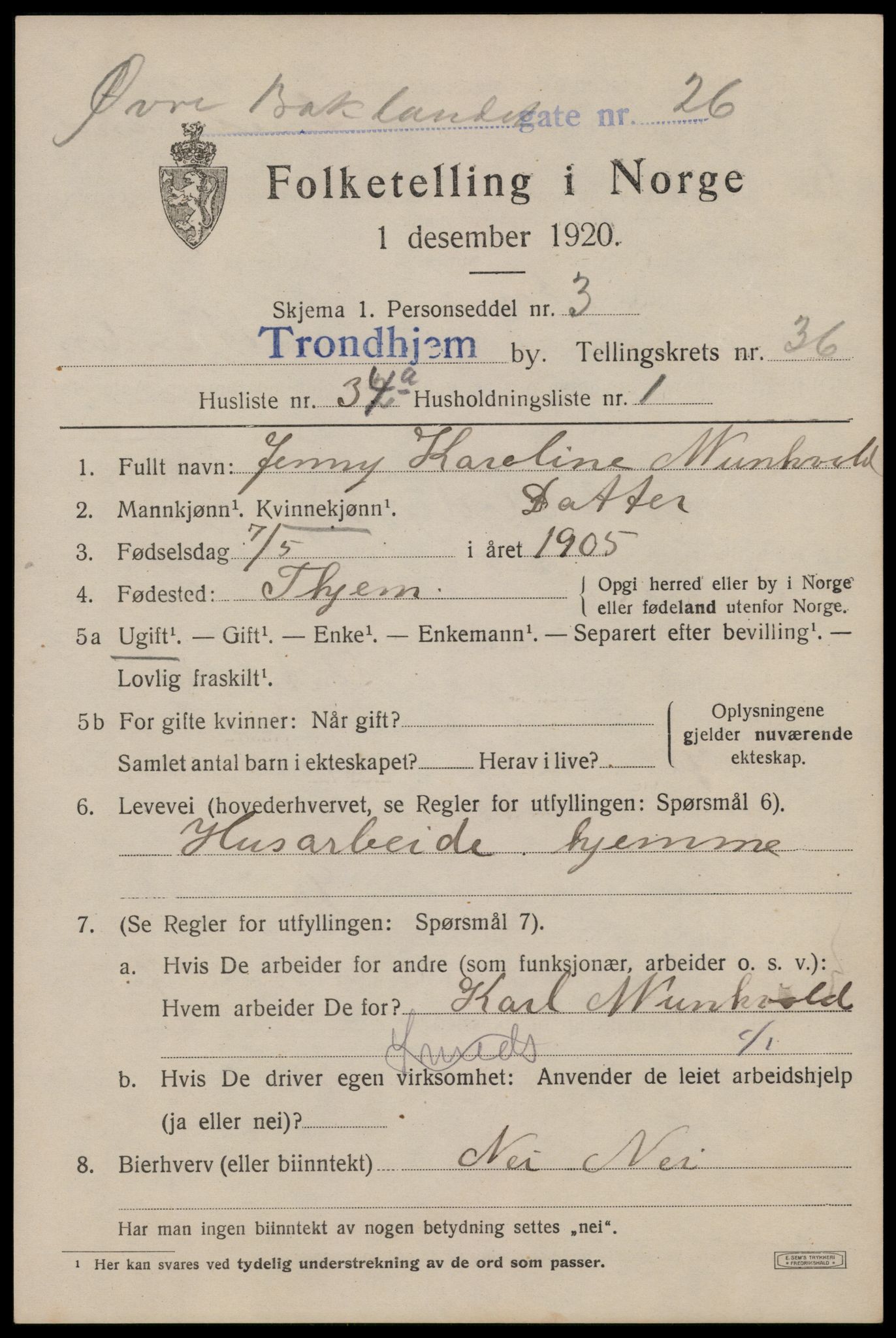 SAT, Folketelling 1920 for 1601 Trondheim kjøpstad, 1920, s. 83676