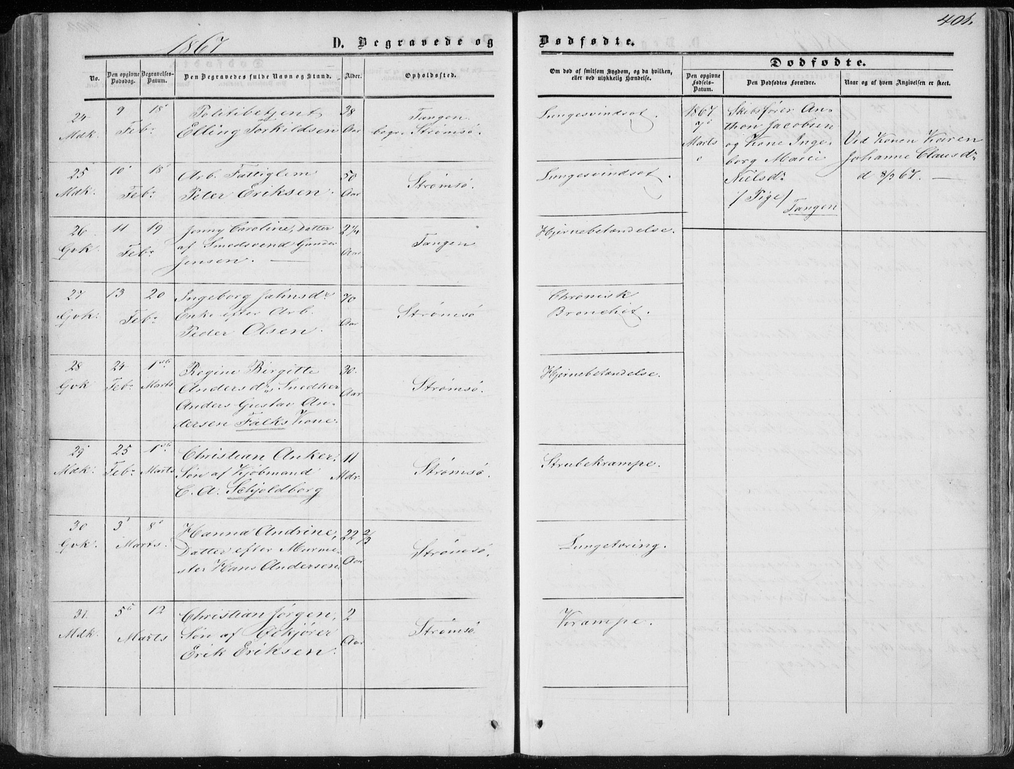 Strømsø kirkebøker, AV/SAKO-A-246/F/Fa/L0015: Ministerialbok nr. I 15, 1859-1868, s. 401