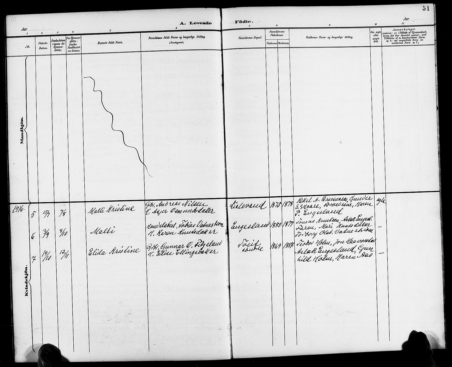 Herefoss sokneprestkontor, SAK/1111-0019/F/Fb/Fbb/L0003: Klokkerbok nr. B 3, 1892-1917, s. 51