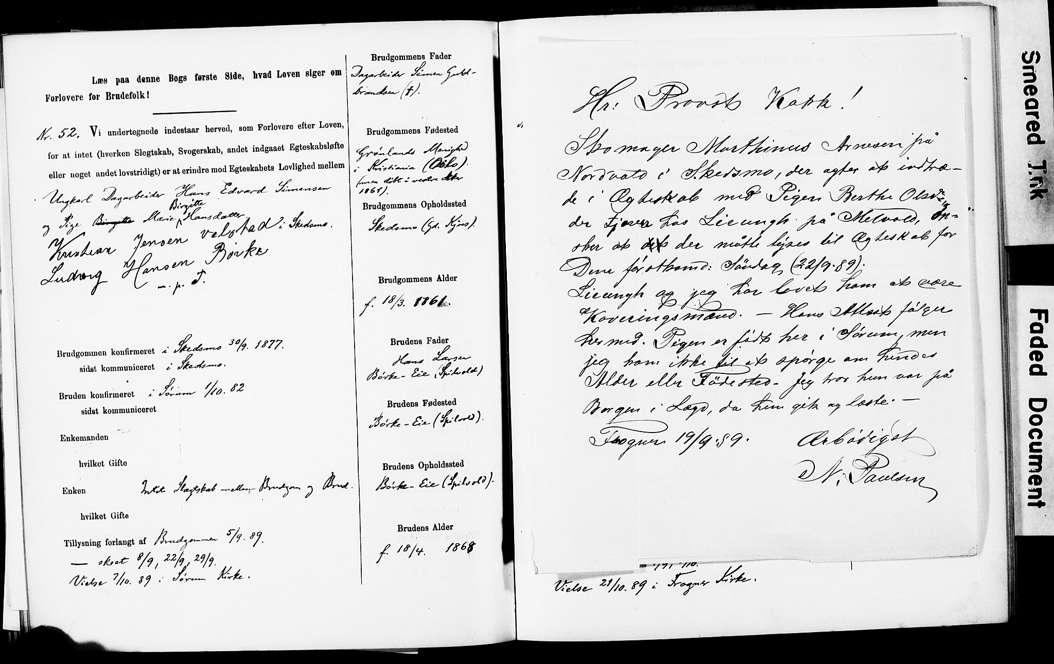 Sørum prestekontor Kirkebøker, AV/SAO-A-10303/H/Ha/L0001: Lysningsprotokoll nr. 1, 1887-1890