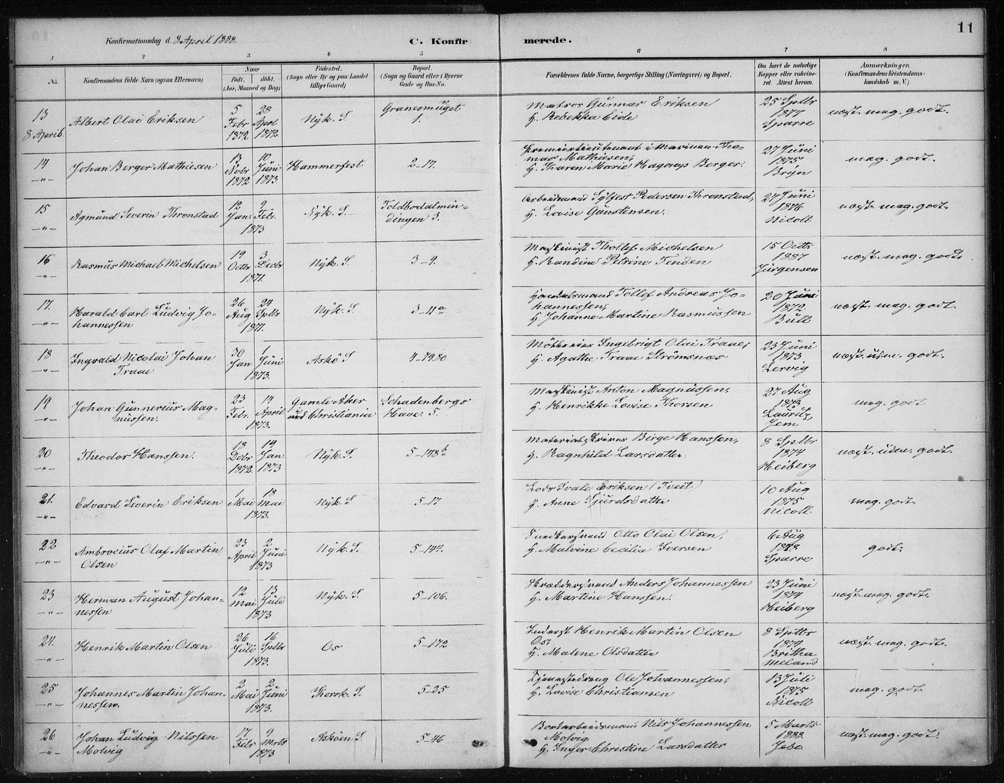 Nykirken Sokneprestembete, AV/SAB-A-77101/H/Haa/L0027: Ministerialbok nr. C 6, 1886-1913, s. 11