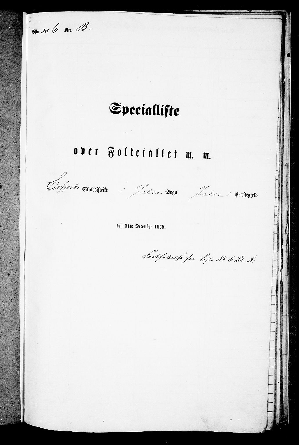 RA, Folketelling 1865 for 1138P Jelsa prestegjeld, 1865, s. 109