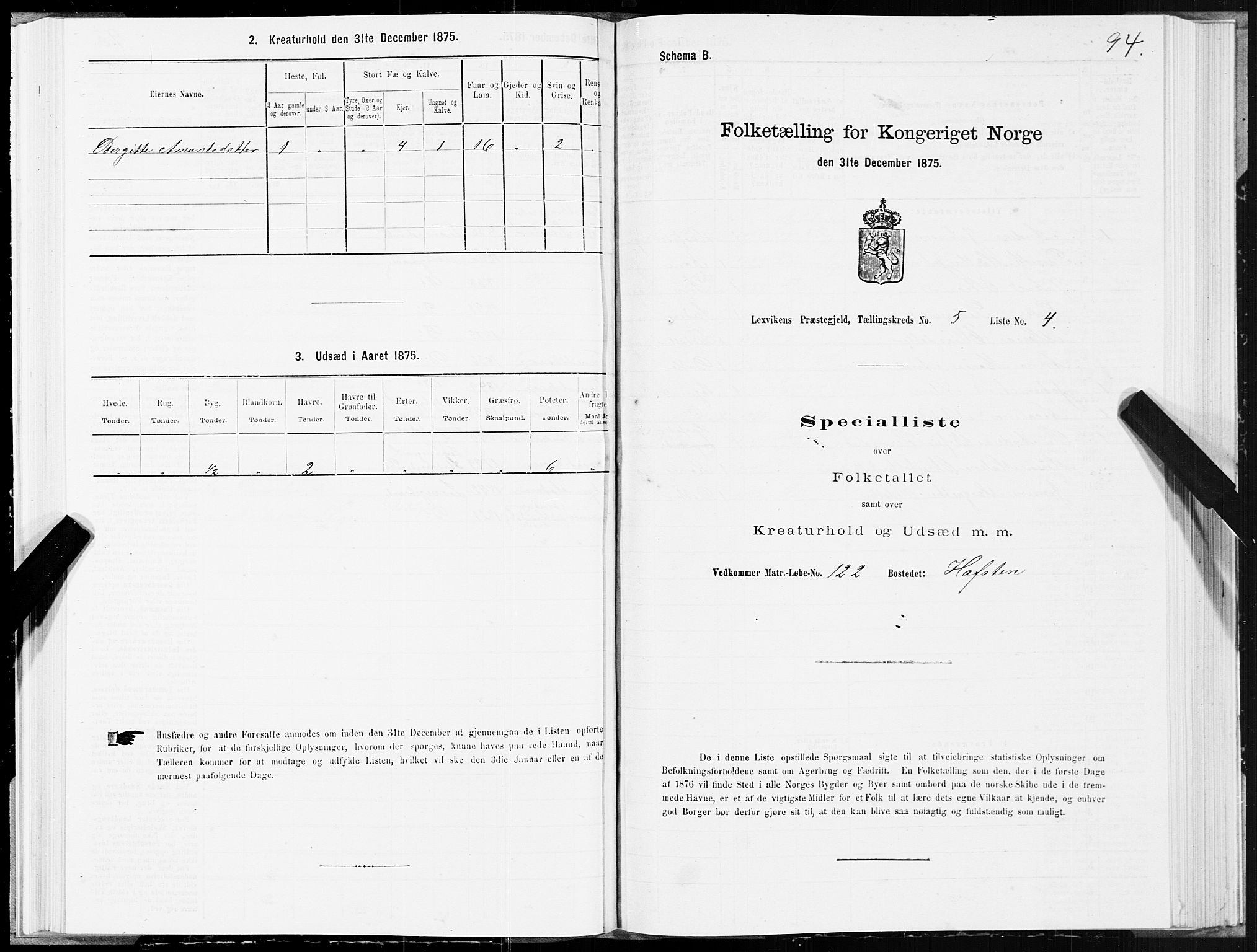 SAT, Folketelling 1875 for 1718P Leksvik prestegjeld, 1875, s. 3094