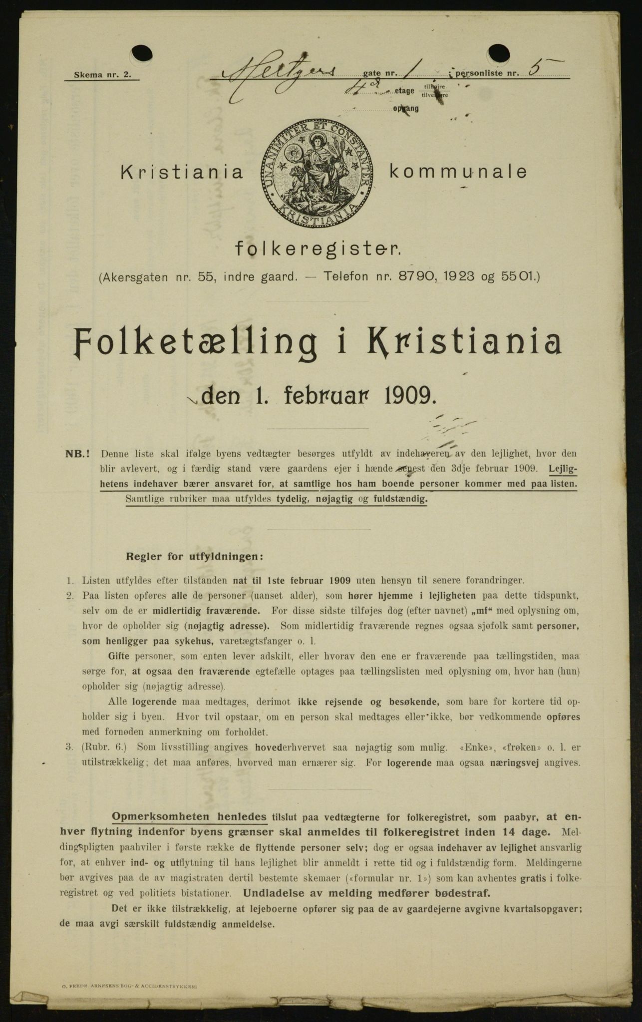 OBA, Kommunal folketelling 1.2.1909 for Kristiania kjøpstad, 1909, s. 59065