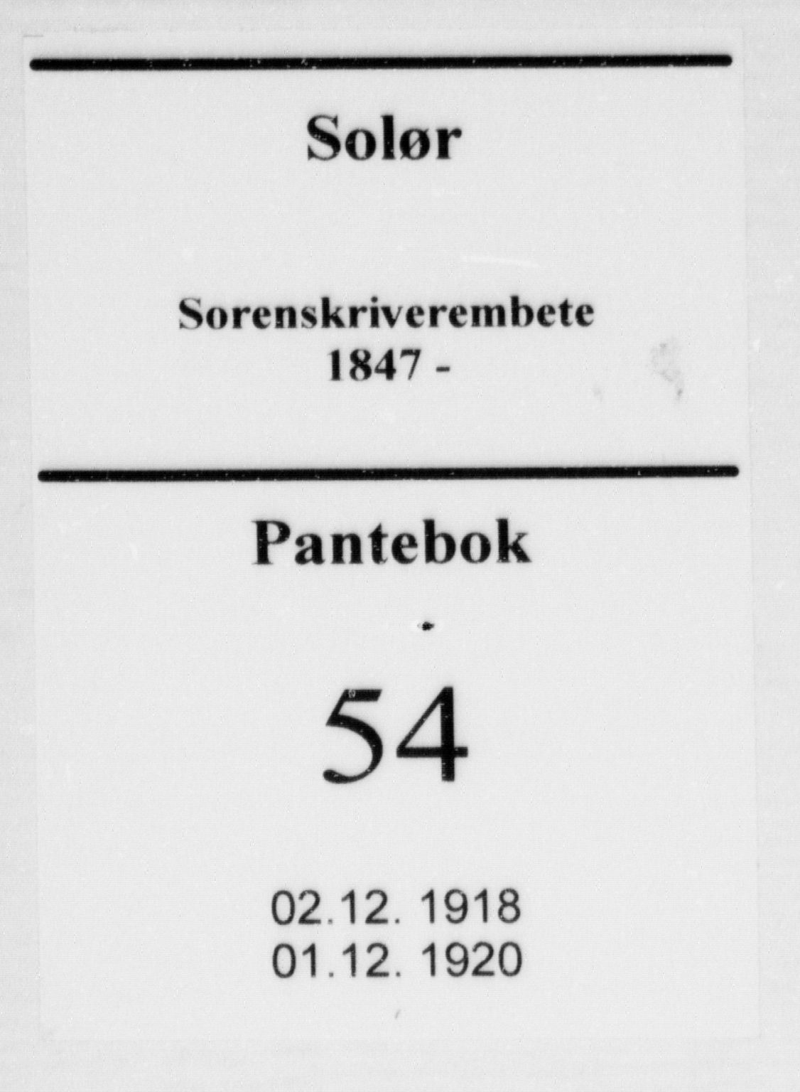 Solør tingrett, SAH/TING-008/H/Hb/Hba/L0054: Pantebok nr. 54, 1918-1920