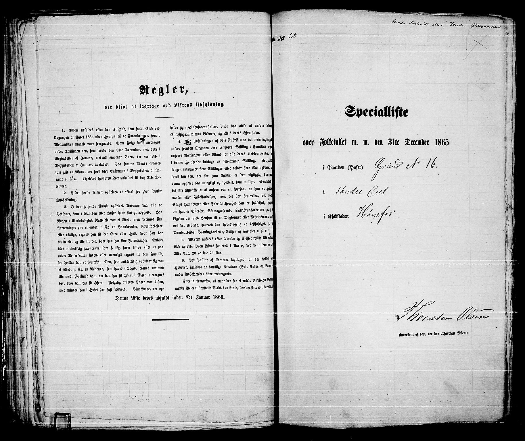 RA, Folketelling 1865 for 0601B Norderhov prestegjeld, Hønefoss kjøpstad, 1865, s. 56