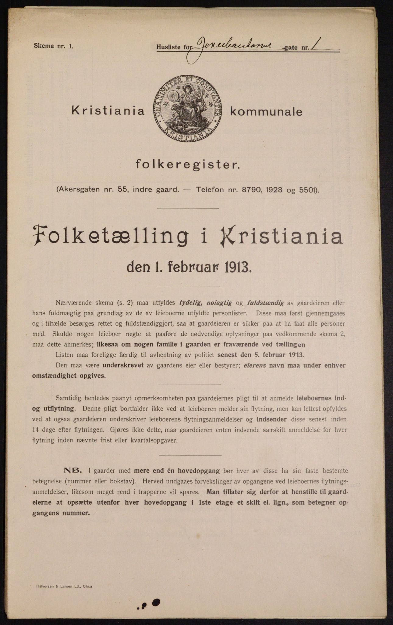 OBA, Kommunal folketelling 1.2.1913 for Kristiania, 1913, s. 46680