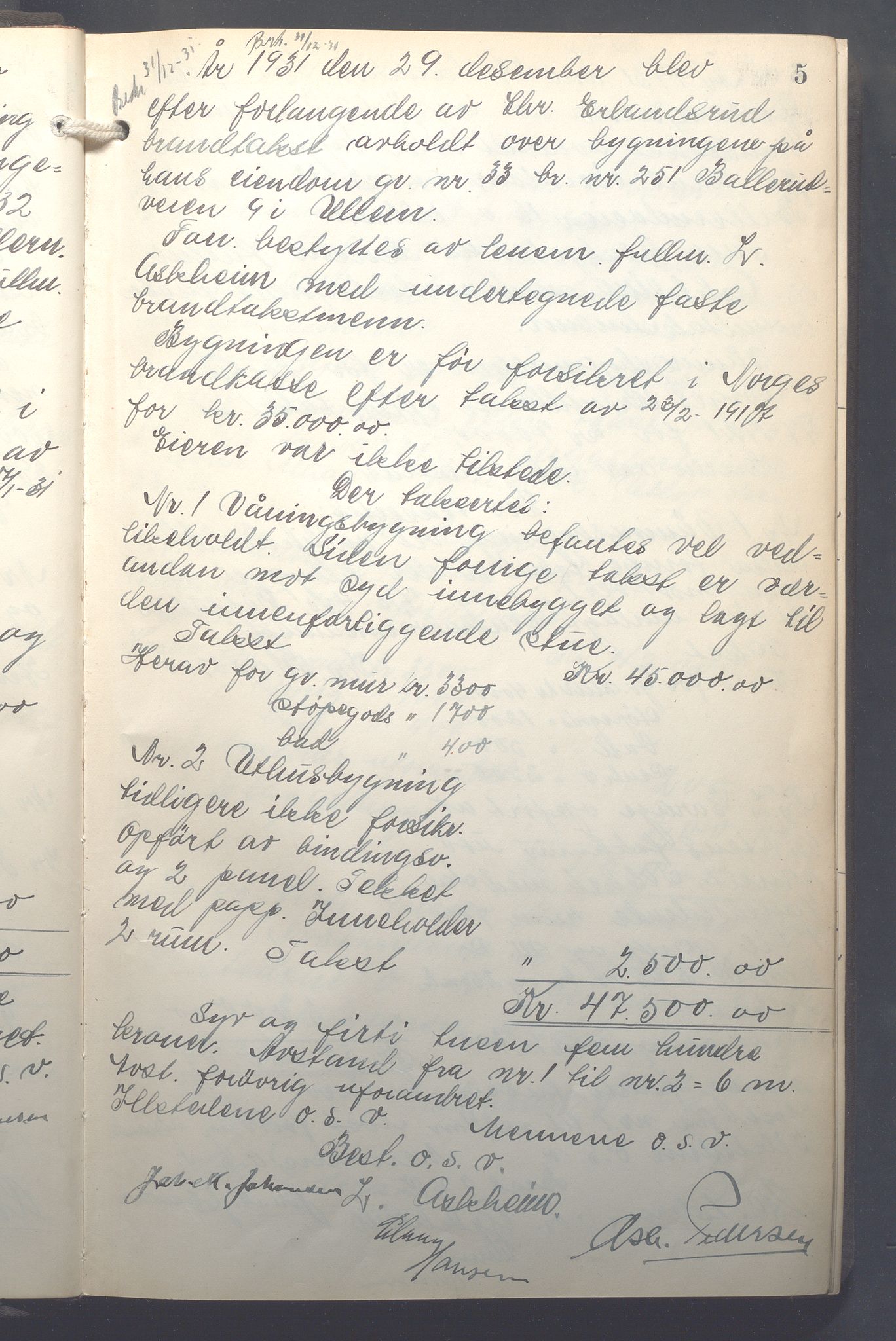 Lensmennene i Aker, OBA/A-10133/F/Fb/L0004: Branntakstprotokoll, 1931-1937, s. 5