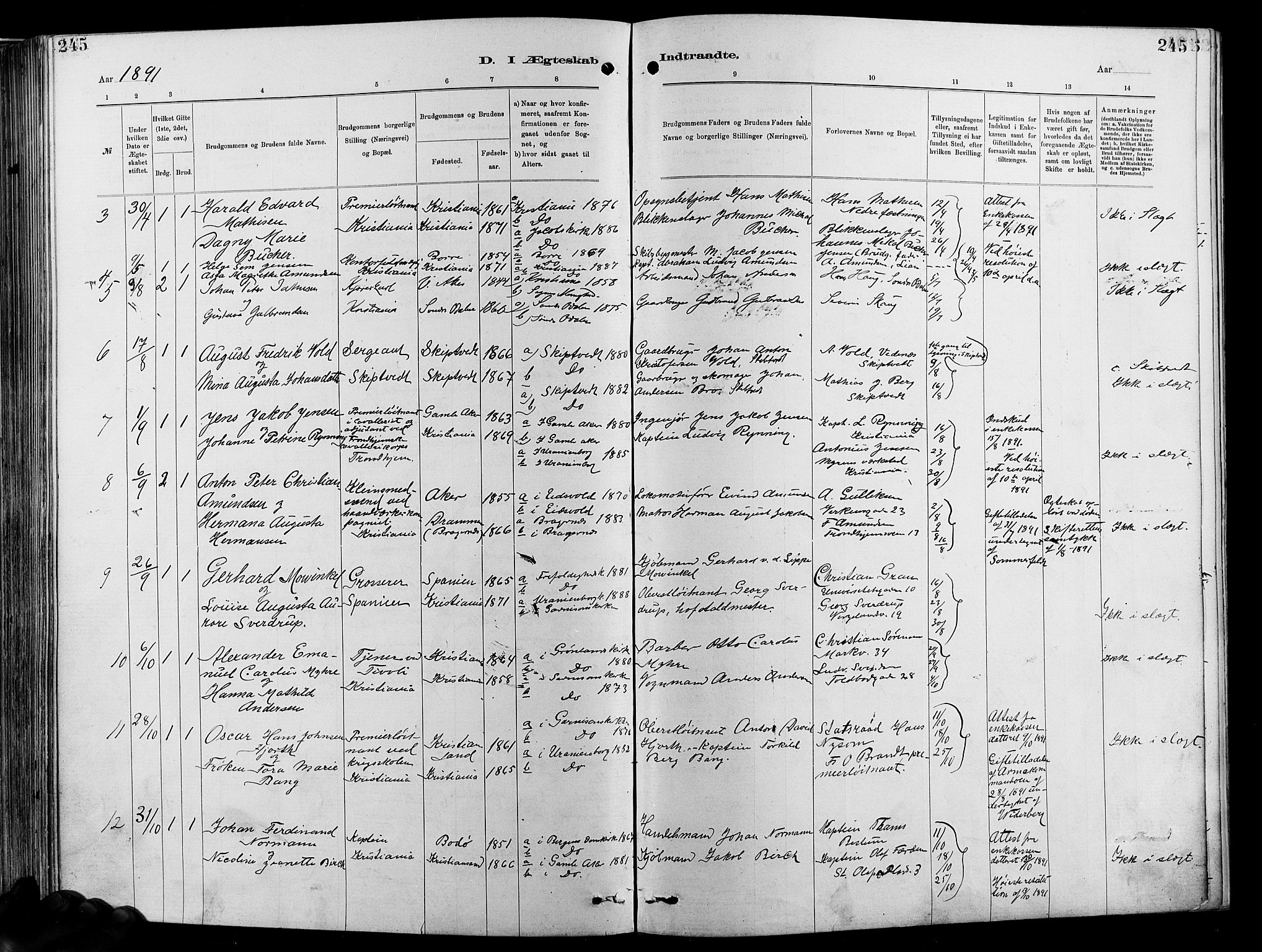Garnisonsmenigheten Kirkebøker, SAO/A-10846/F/Fa/L0012: Ministerialbok nr. 12, 1880-1893, s. 245