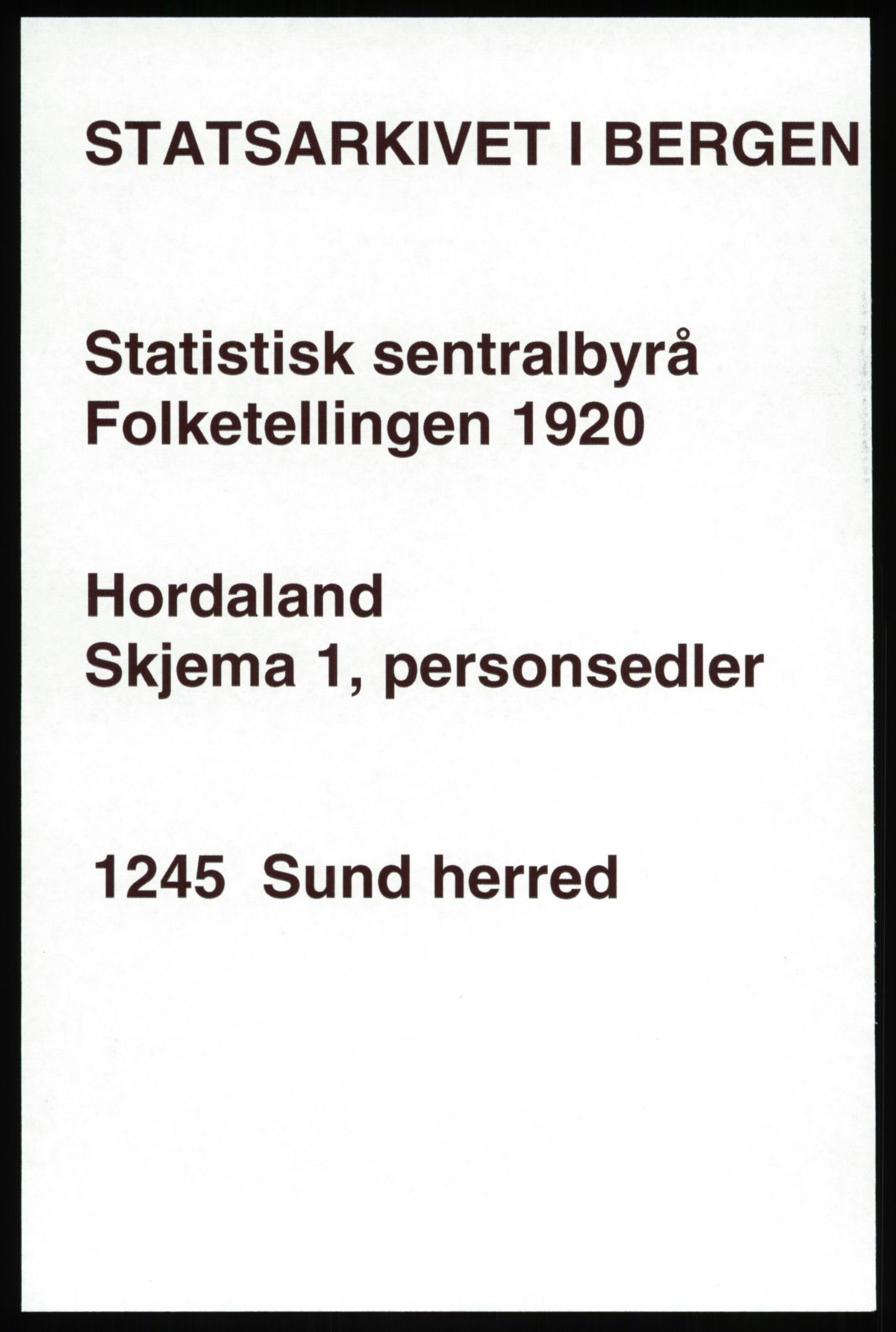 SAB, Folketelling 1920 for 1245 Sund herred, 1920, s. 917