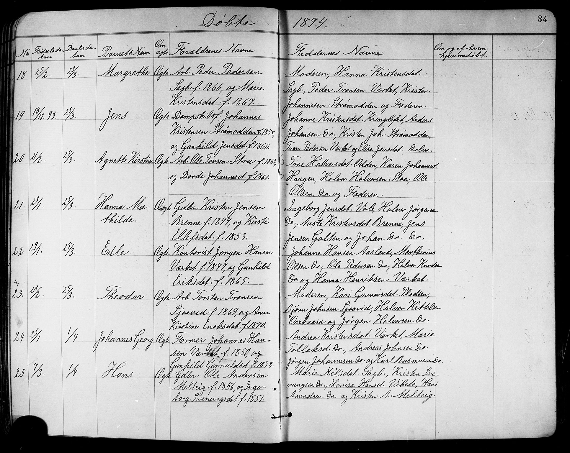 Holla kirkebøker, AV/SAKO-A-272/G/Ga/L0005: Klokkerbok nr. I 5, 1891-1917, s. 34
