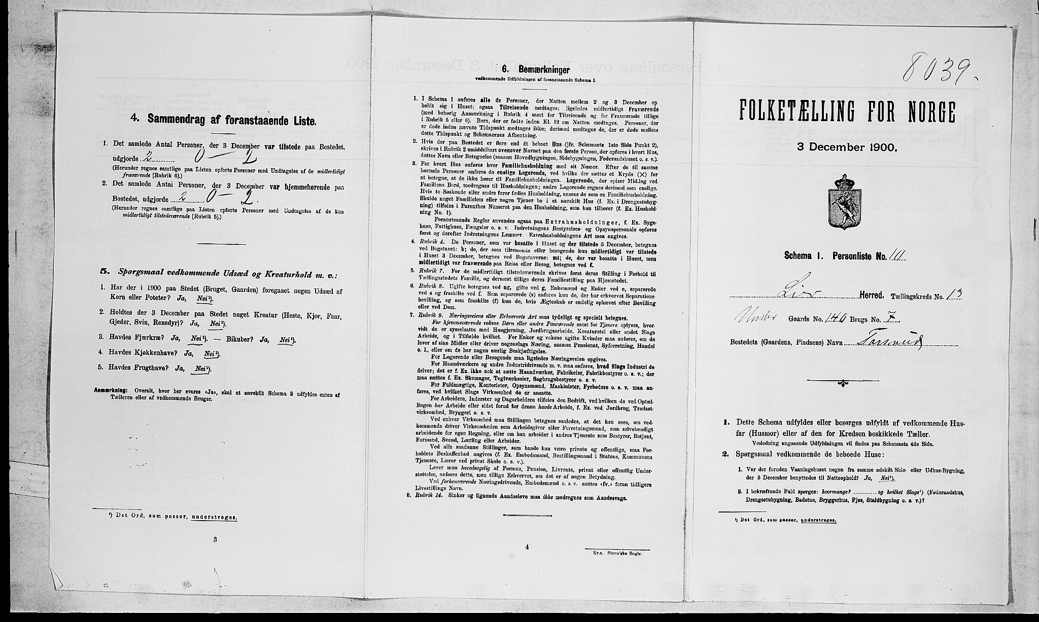 RA, Folketelling 1900 for 0626 Lier herred, 1900, s. 2133