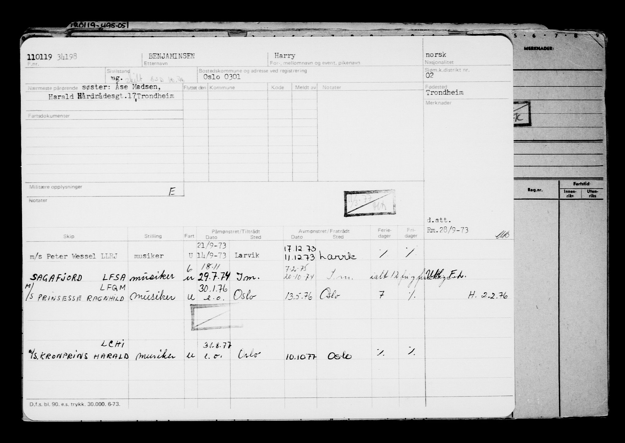 Direktoratet for sjømenn, AV/RA-S-3545/G/Gb/L0165: Hovedkort, 1918-1919, s. 457