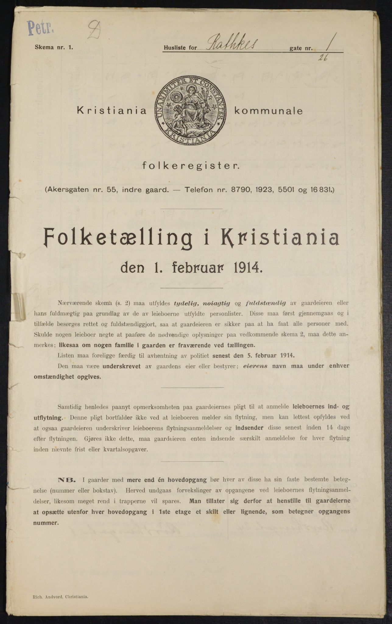 OBA, Kommunal folketelling 1.2.1914 for Kristiania, 1914, s. 81825