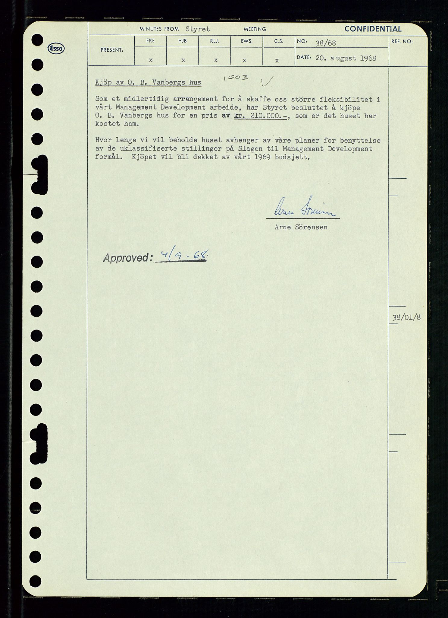 Pa 0982 - Esso Norge A/S, SAST/A-100448/A/Aa/L0002/0004: Den administrerende direksjon Board minutes (styrereferater) / Den administrerende direksjon Board minutes (styrereferater), 1968, s. 60