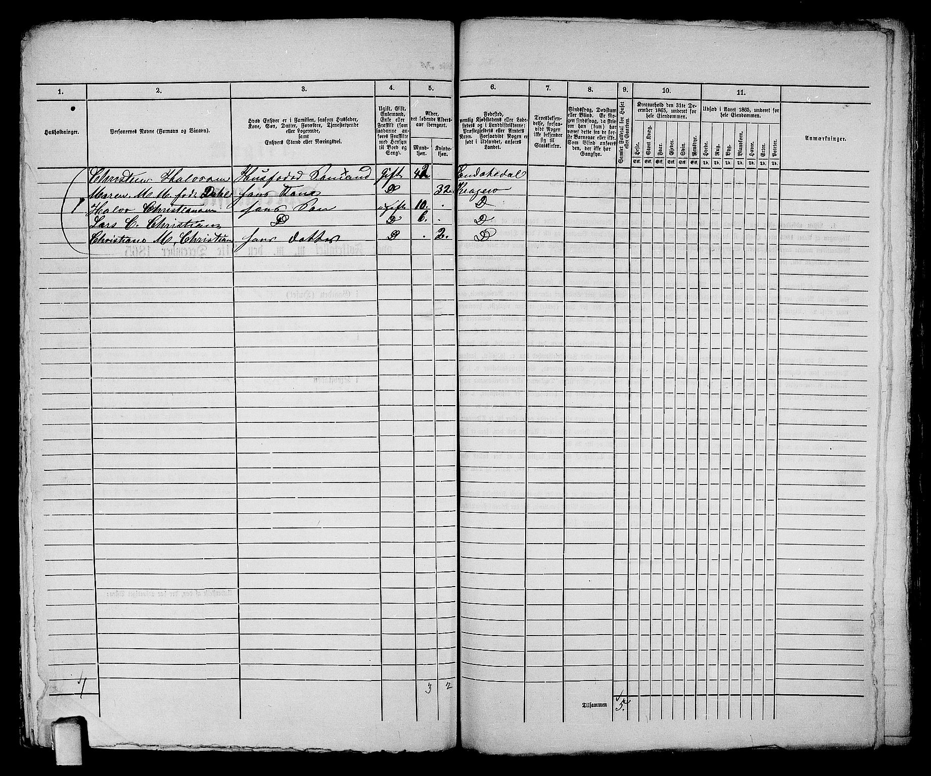 RA, Folketelling 1865 for 0801B Kragerø prestegjeld, Kragerø kjøpstad, 1865, s. 529