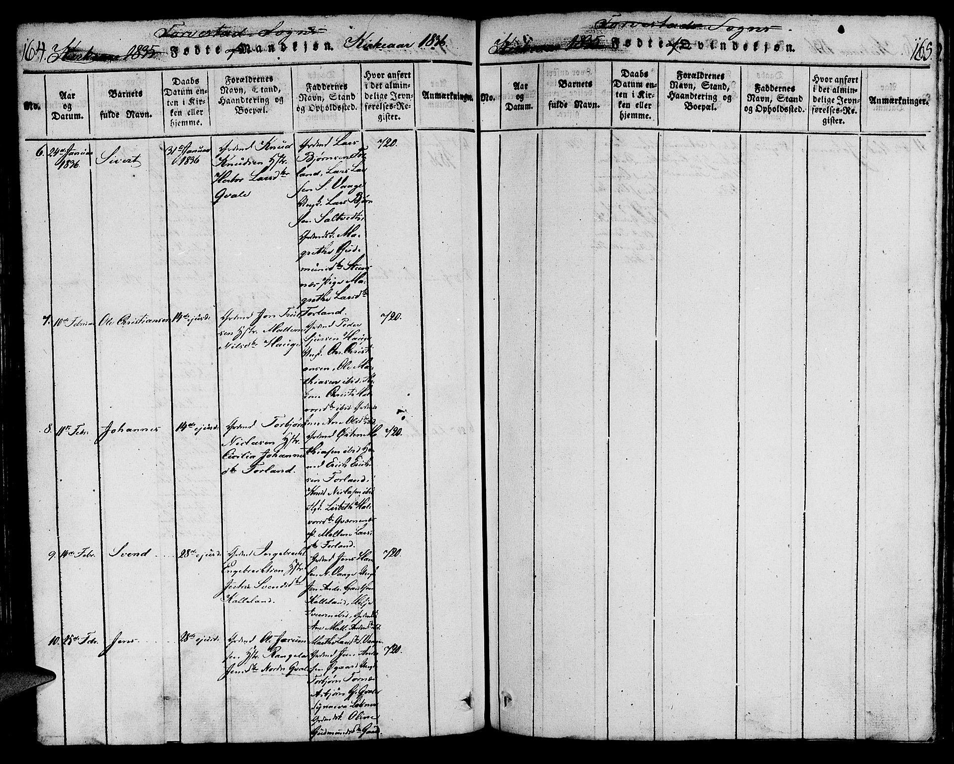 Torvastad sokneprestkontor, AV/SAST-A -101857/H/Ha/Haa/L0004: Ministerialbok nr. A 4, 1817-1836, s. 164-165