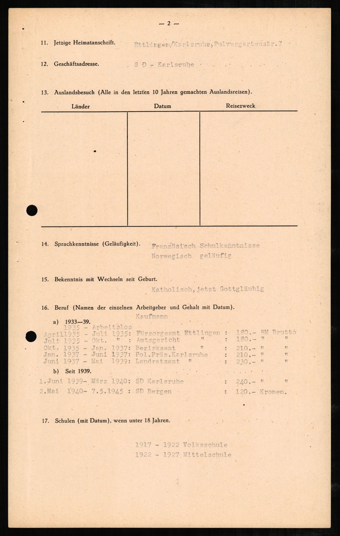 Forsvaret, Forsvarets overkommando II, AV/RA-RAFA-3915/D/Db/L0002: CI Questionaires. Tyske okkupasjonsstyrker i Norge. Tyskere., 1945-1946, s. 337