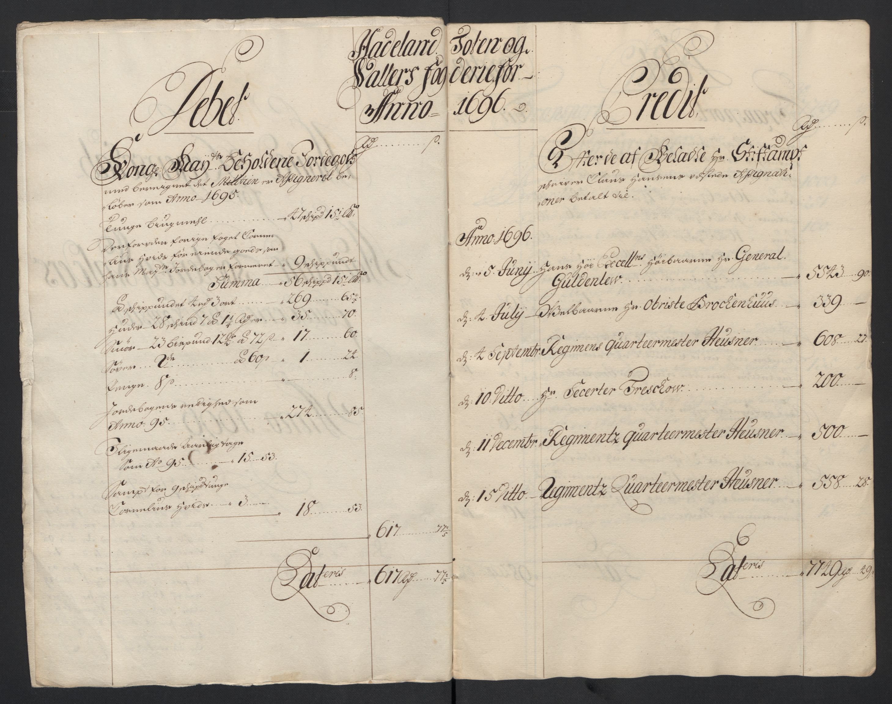 Rentekammeret inntil 1814, Reviderte regnskaper, Fogderegnskap, AV/RA-EA-4092/R18/L1294: Fogderegnskap Hadeland, Toten og Valdres, 1696, s. 10