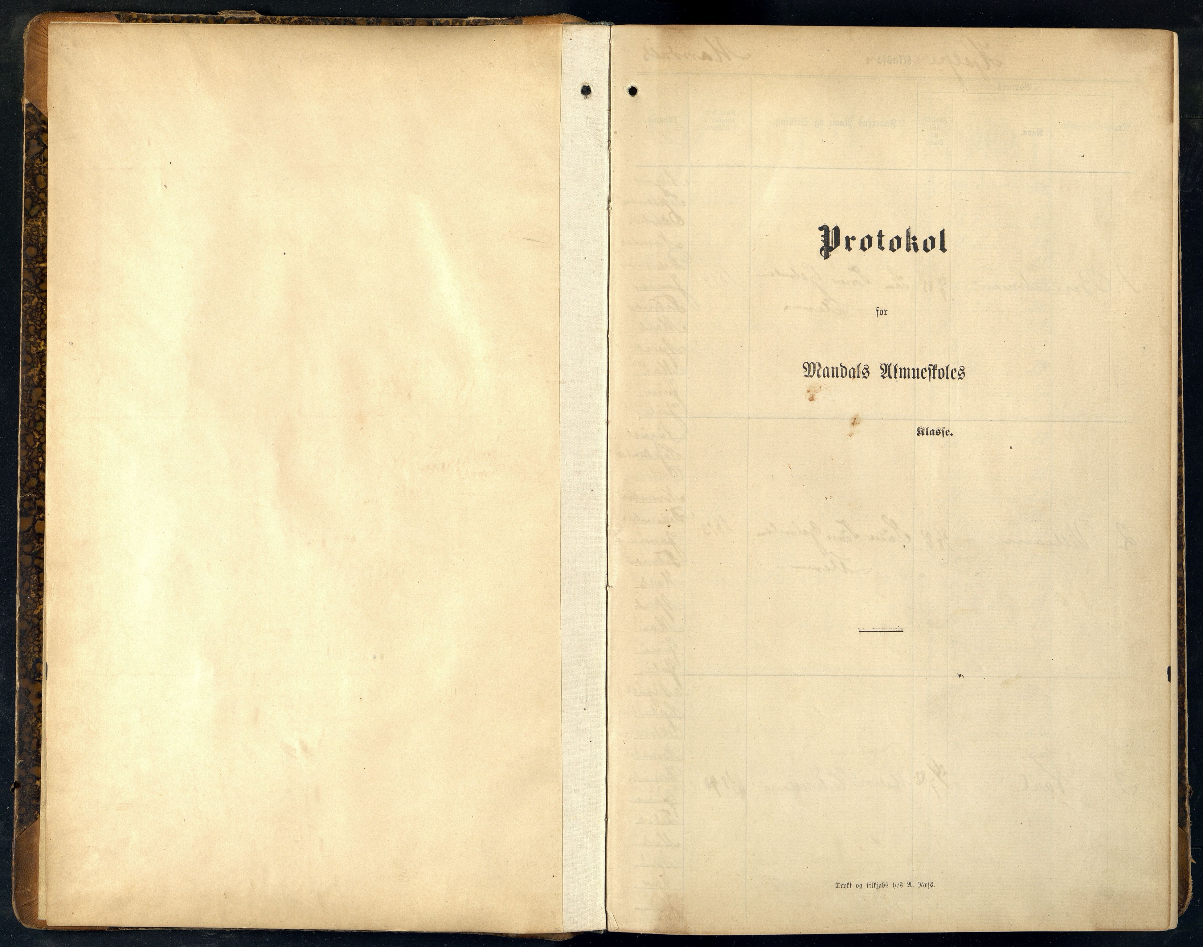 Mandal By - Mandal Allmueskole/Folkeskole/Skole, ARKSOR/1002MG551/H/L0033: Skoleprotokoll, 1894-1909