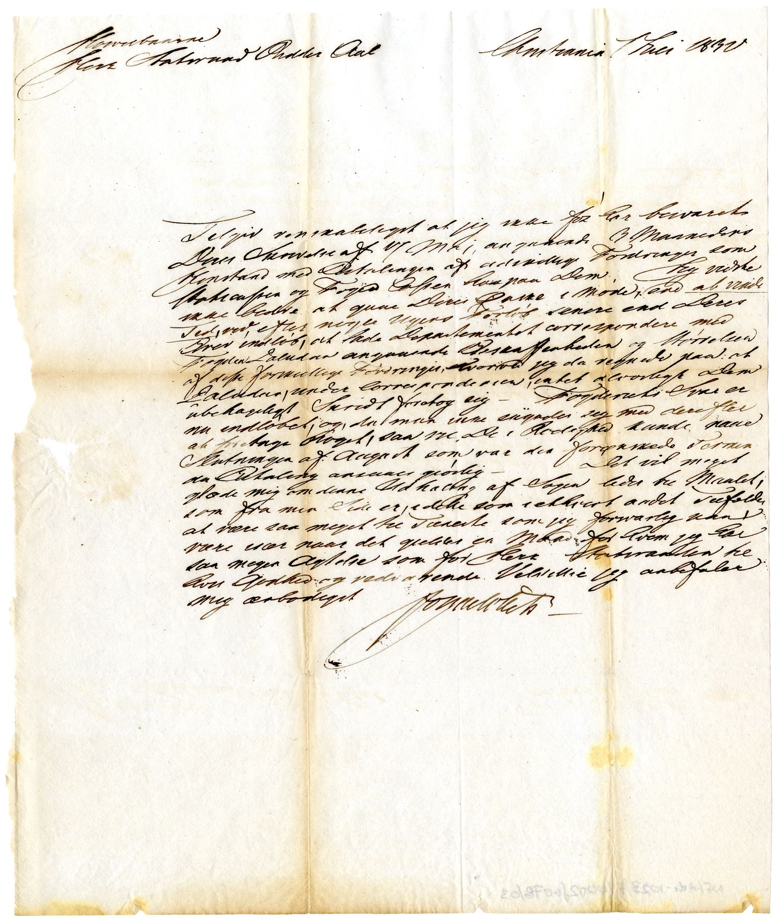 Diderik Maria Aalls brevsamling, NF/Ark-1023/F/L0002: D.M. Aalls brevsamling. B - C, 1799-1889, s. 383
