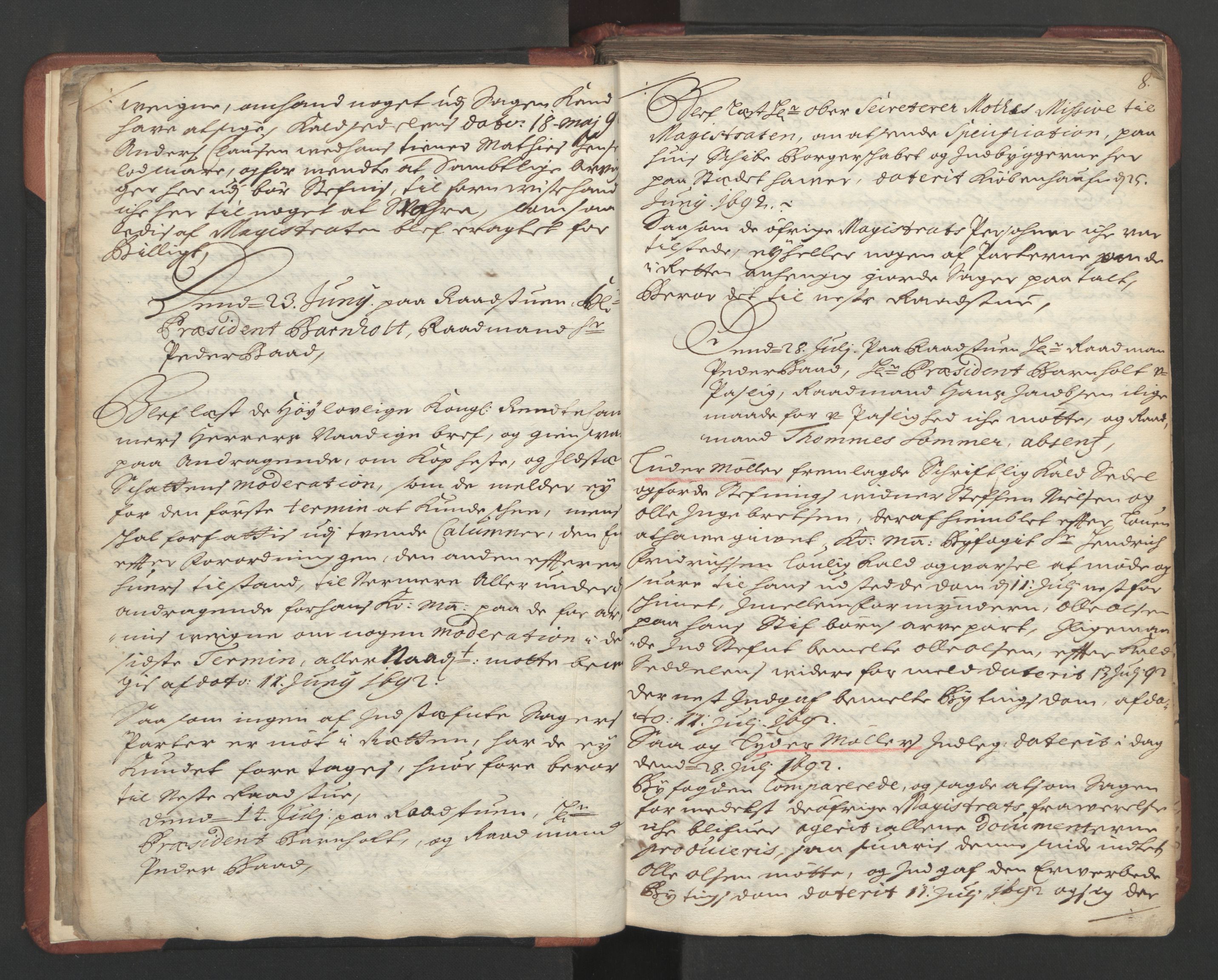 Skien rådstuerett, AV/SAKO-A-801/F/Fa/L0001: Rådstuprotokoll, 1692-1700, s. 7b-8a