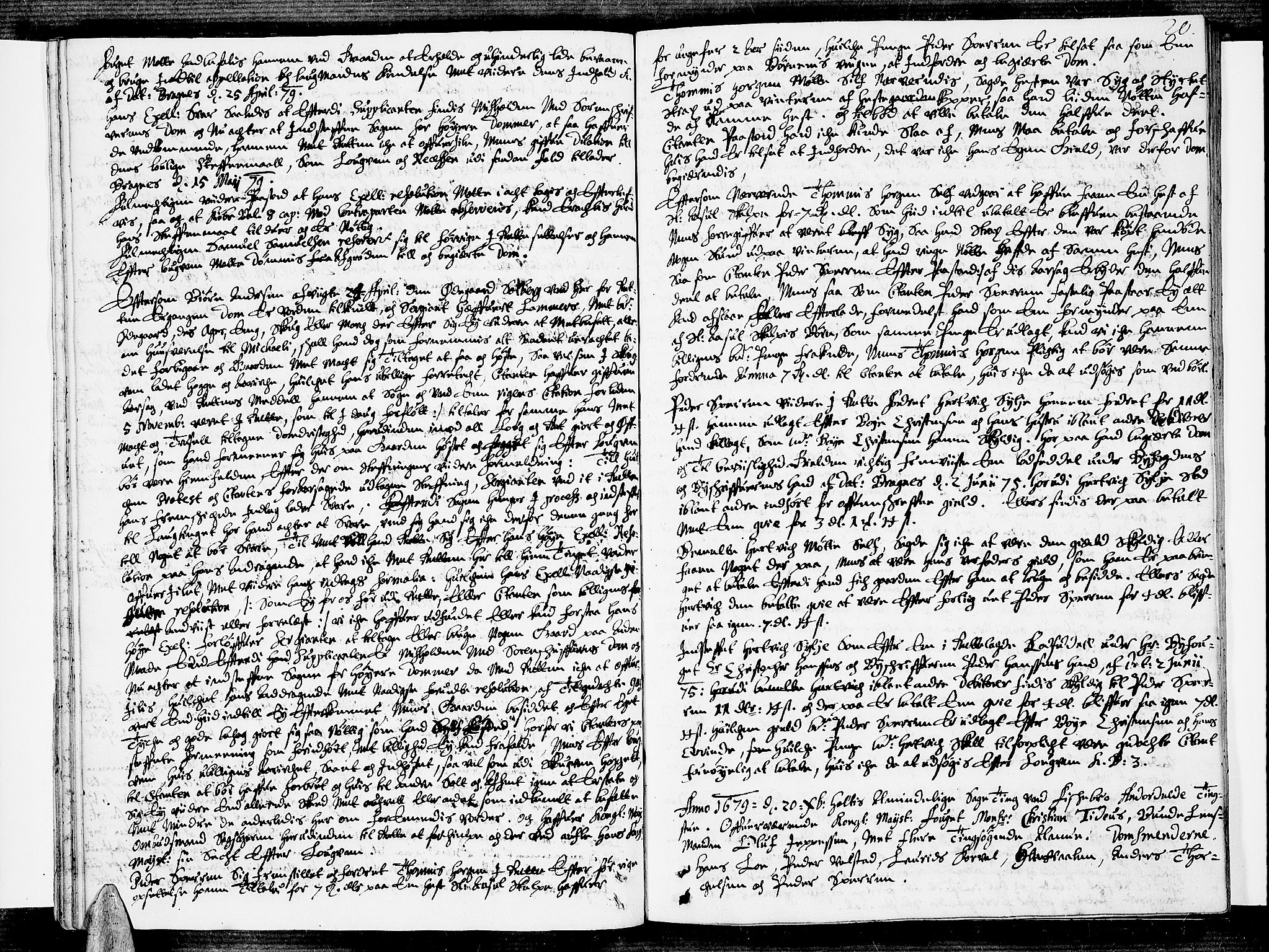 Eiker, Modum og Sigdal sorenskriveri, AV/SAKO-A-123/F/Fa/Faa/L0014: Tingbok, 1679, s. 19b-20a