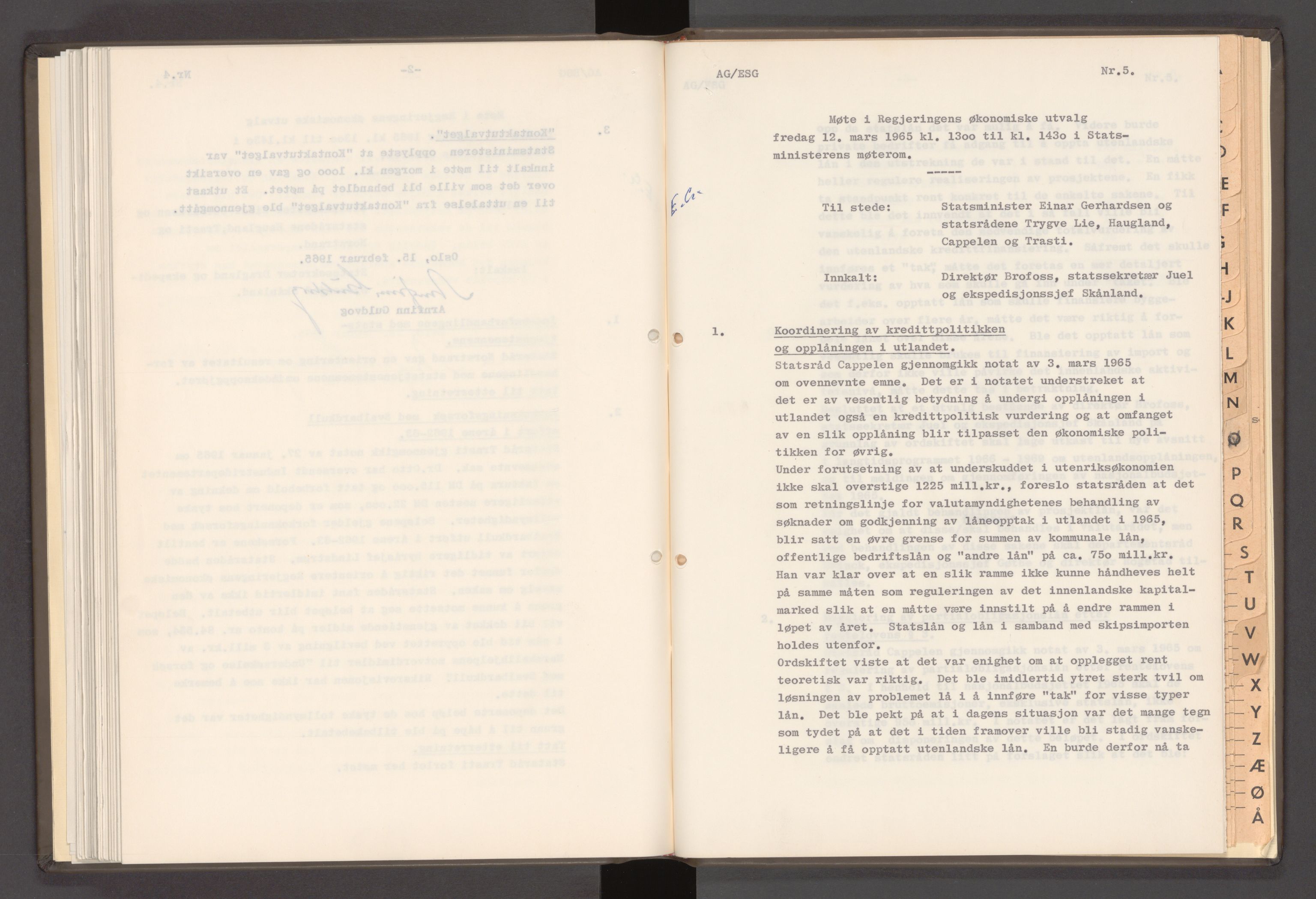 Statsministerens kontor, AV/RA-S-1005/A/Aa/L0021: Referat fra regjeringens økonomiske utvalg, 1960-1965