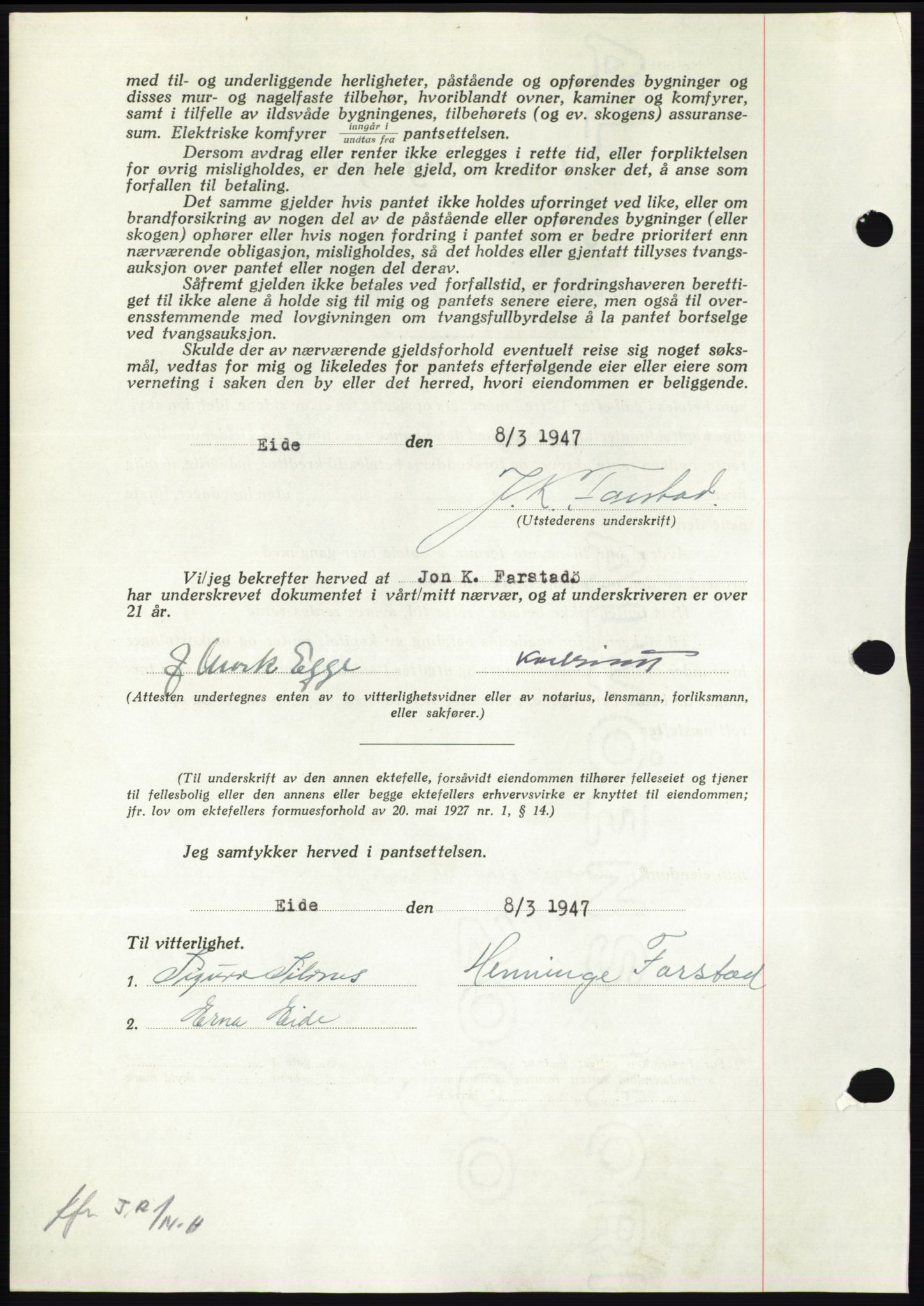 Nordmøre sorenskriveri, AV/SAT-A-4132/1/2/2Ca: Pantebok nr. B95, 1946-1947, Dagboknr: 580/1947