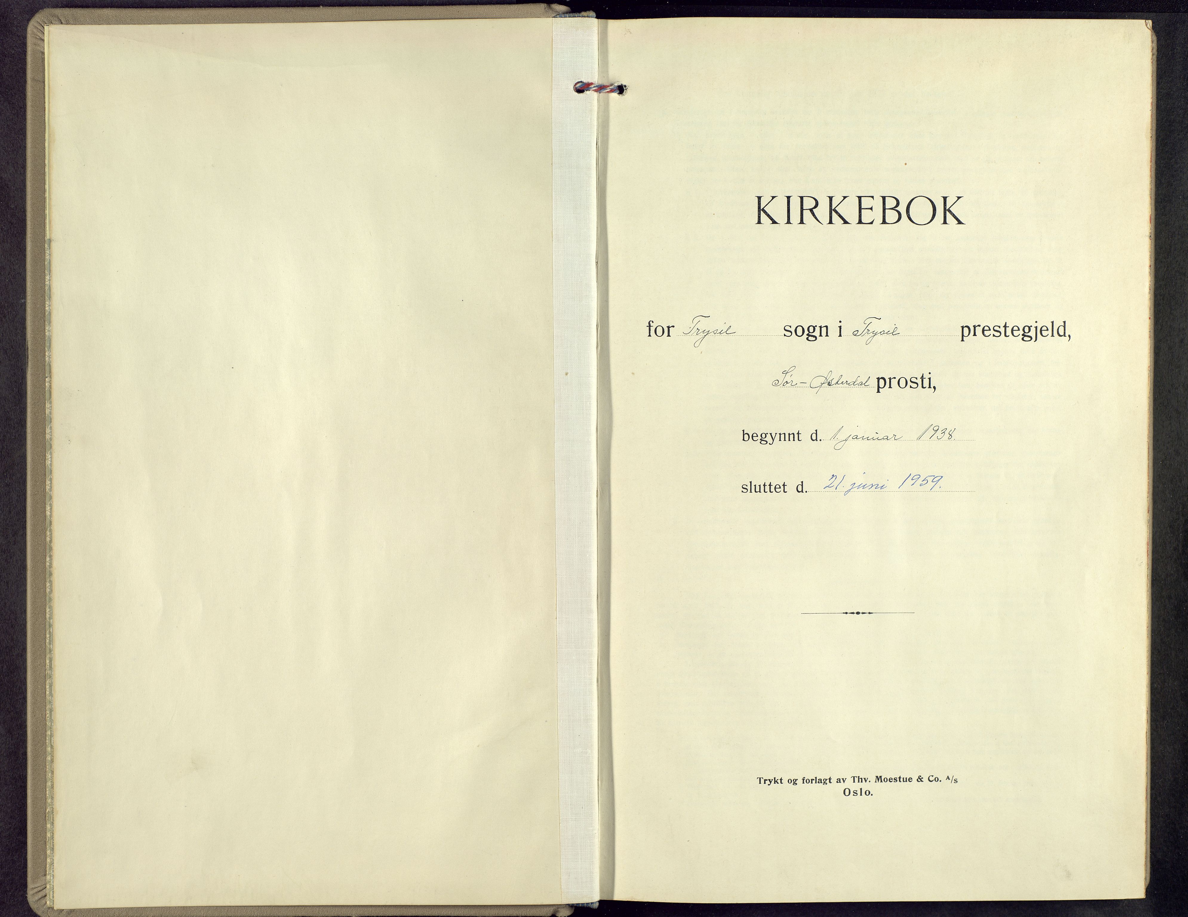 Trysil prestekontor, AV/SAH-PREST-046/H/Ha/Hab/L0012: Klokkerbok nr. 12, 1938-1959