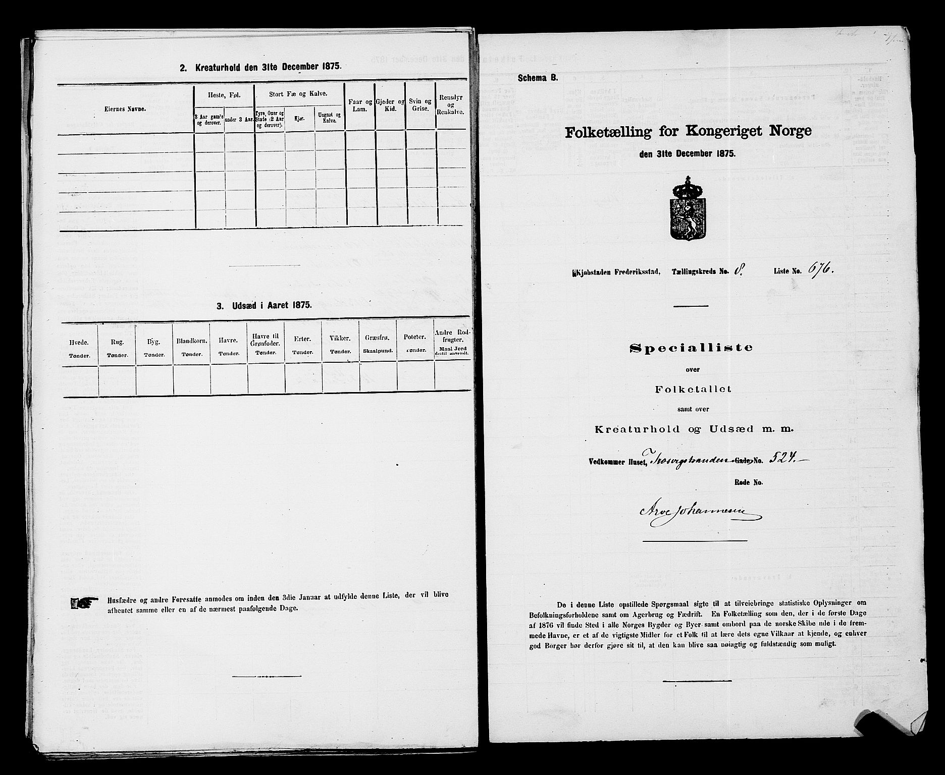 RA, Folketelling 1875 for 0103B Fredrikstad prestegjeld, Fredrikstad kjøpstad, 1875, s. 1530