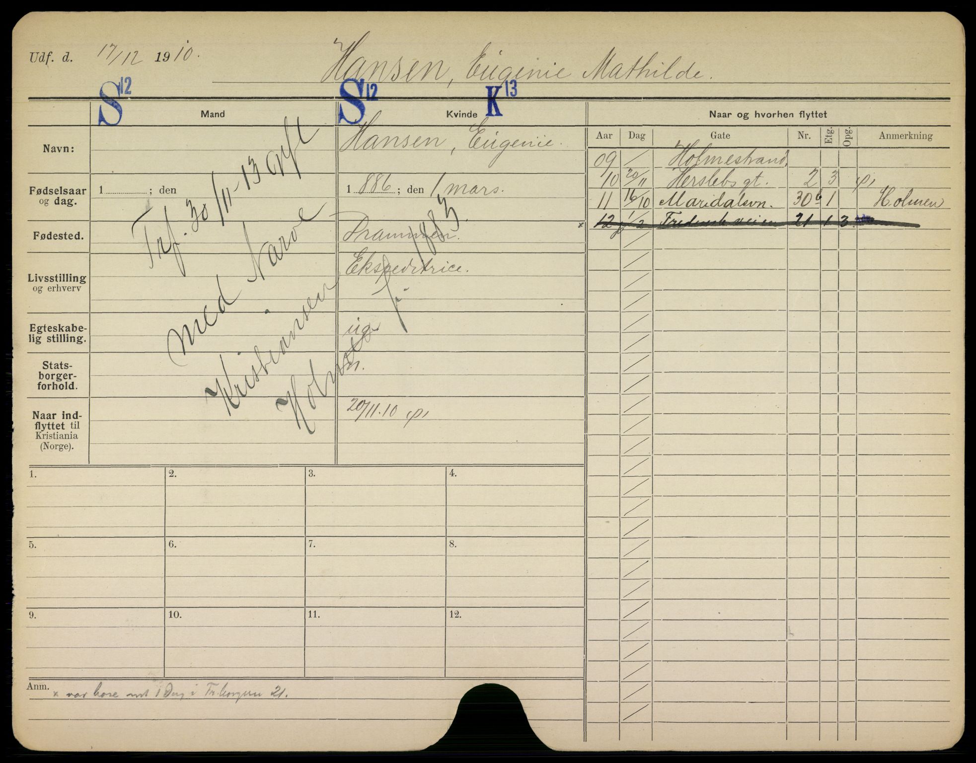 Oslo folkeregister, Registerkort, AV/SAO-A-11715/K/Kb/L0017: H - L, 1913