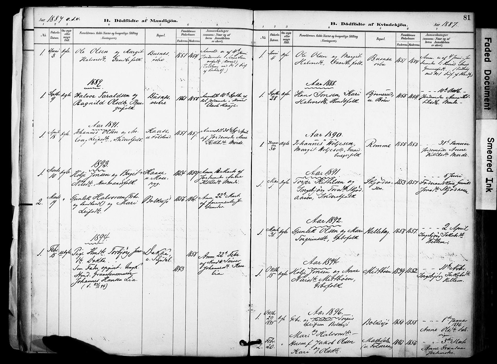Gransherad kirkebøker, SAKO/A-267/F/Fa/L0005: Ministerialbok nr. I 5, 1887-1916, s. 81