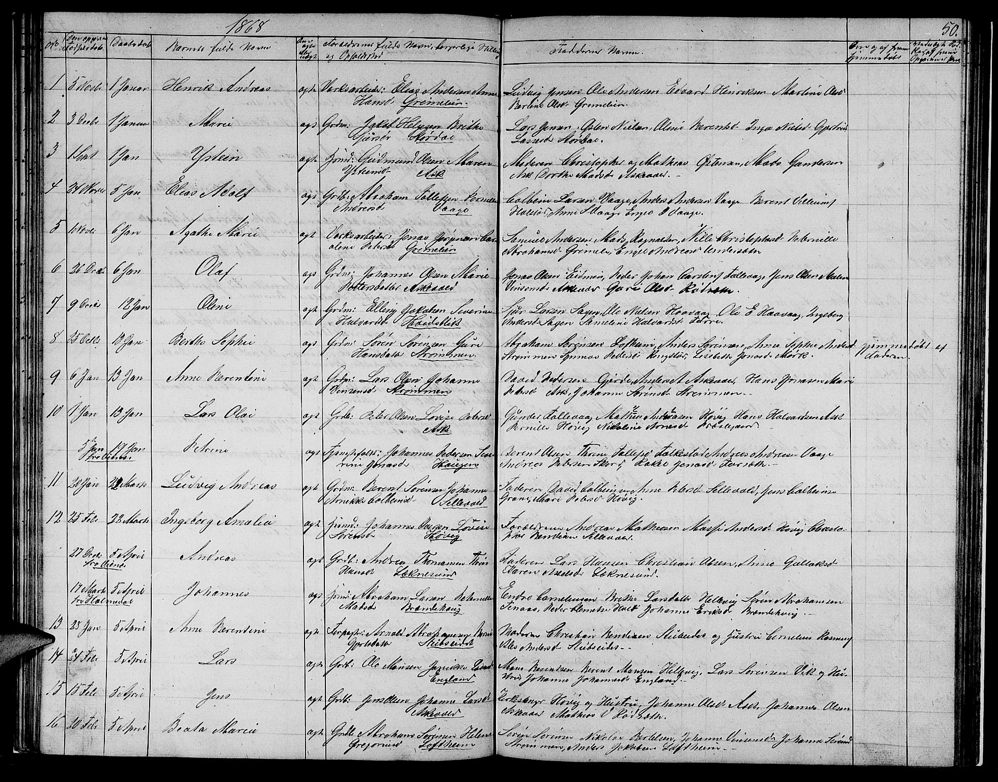 Askvoll sokneprestembete, AV/SAB-A-79501/H/Hab/Haba/L0001: Klokkerbok nr. A 1, 1853-1872, s. 50