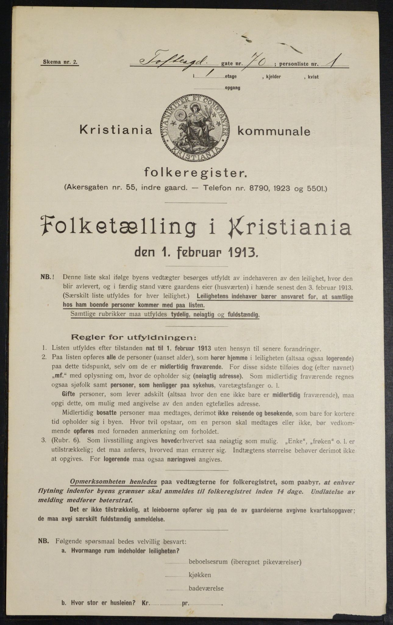 OBA, Kommunal folketelling 1.2.1913 for Kristiania, 1913, s. 113088