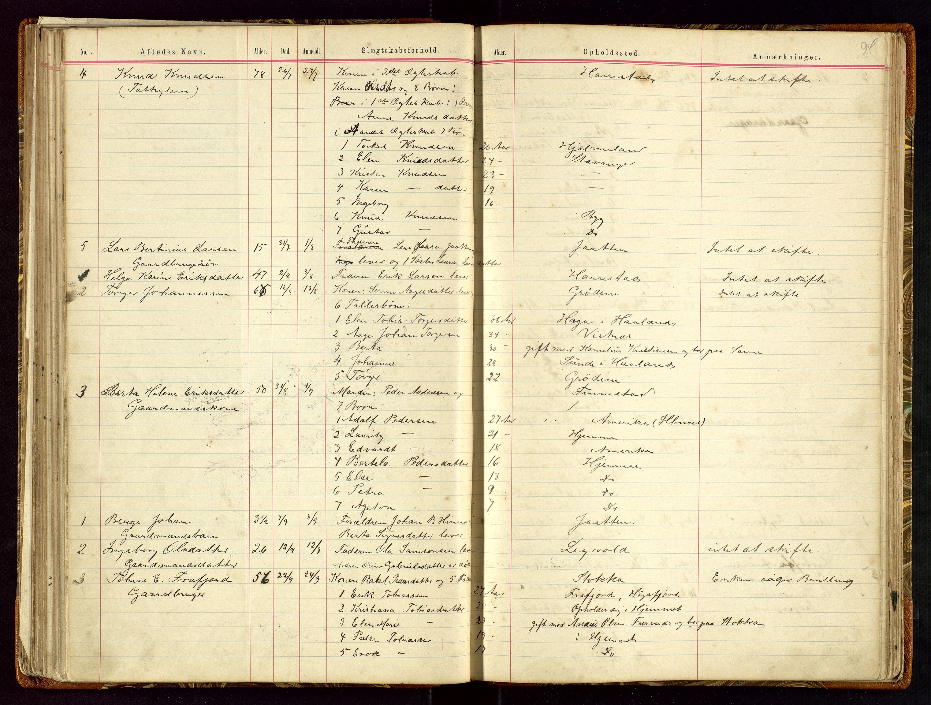 Hetland lensmannskontor, AV/SAST-A-100101/Gga/L0001: Dødsfallprotokoll, 1883-1910, s. 94