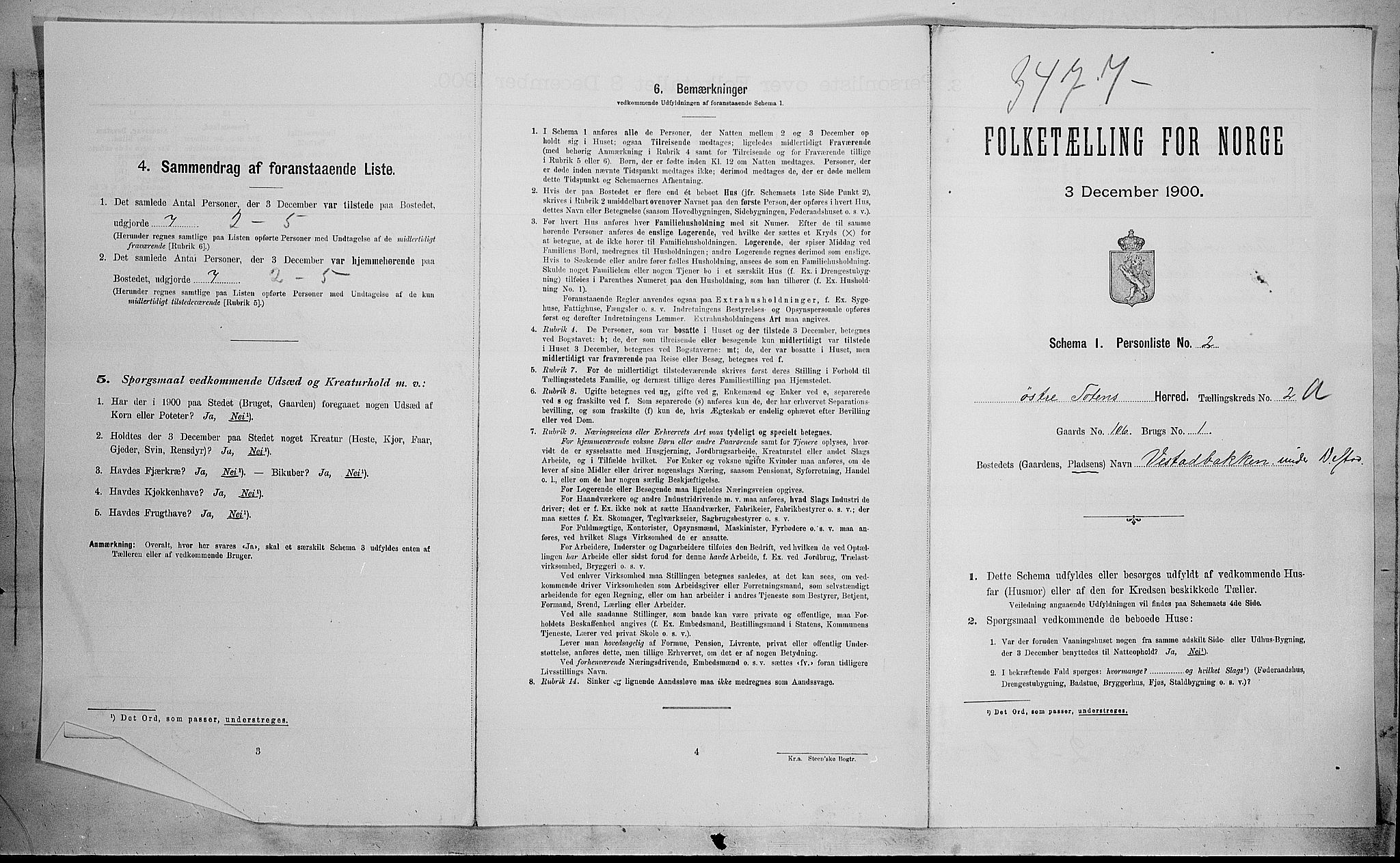 SAH, Folketelling 1900 for 0528 Østre Toten herred, 1900, s. 351