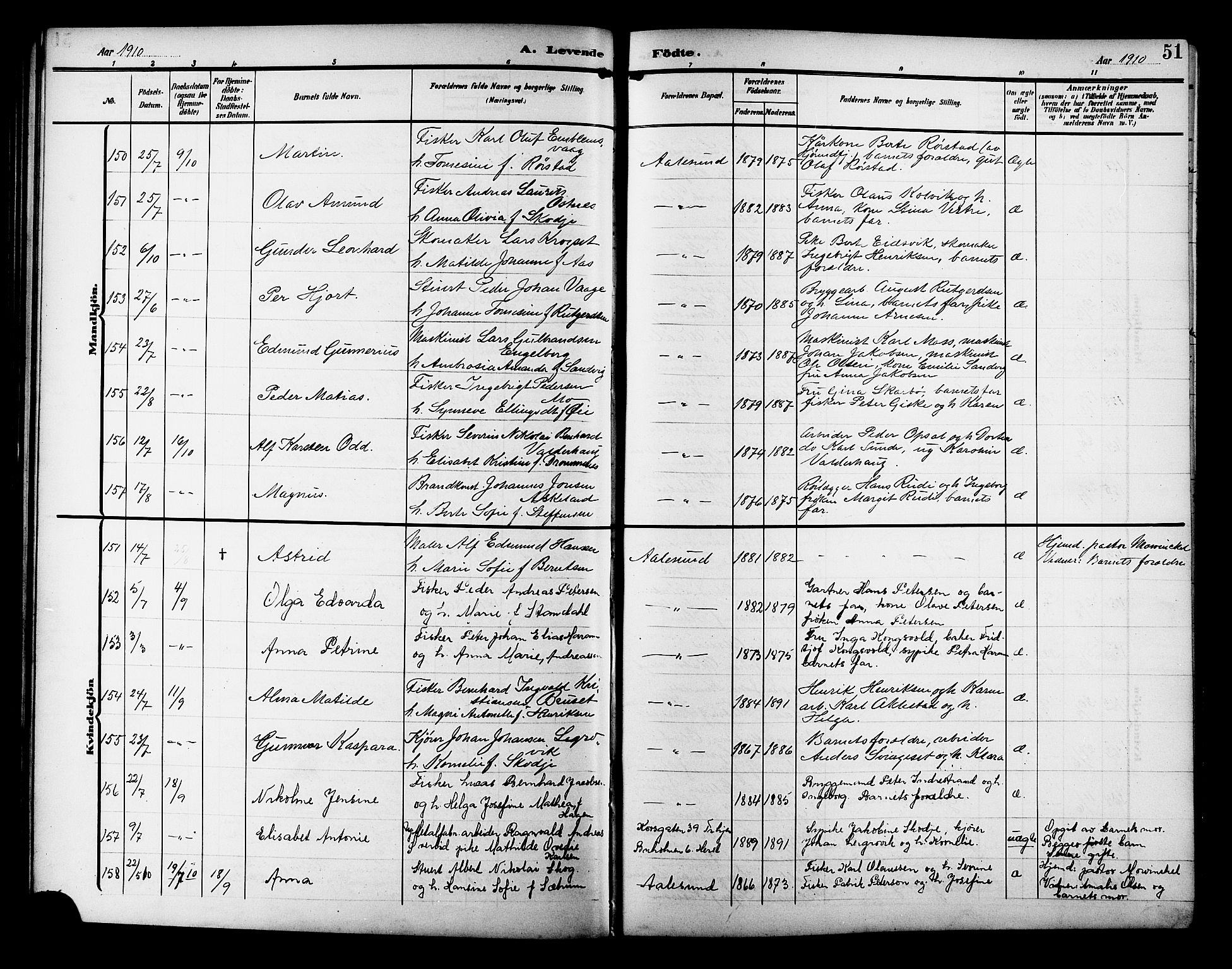 Ministerialprotokoller, klokkerbøker og fødselsregistre - Møre og Romsdal, SAT/A-1454/529/L0471: Klokkerbok nr. 529C08, 1909-1921, s. 51