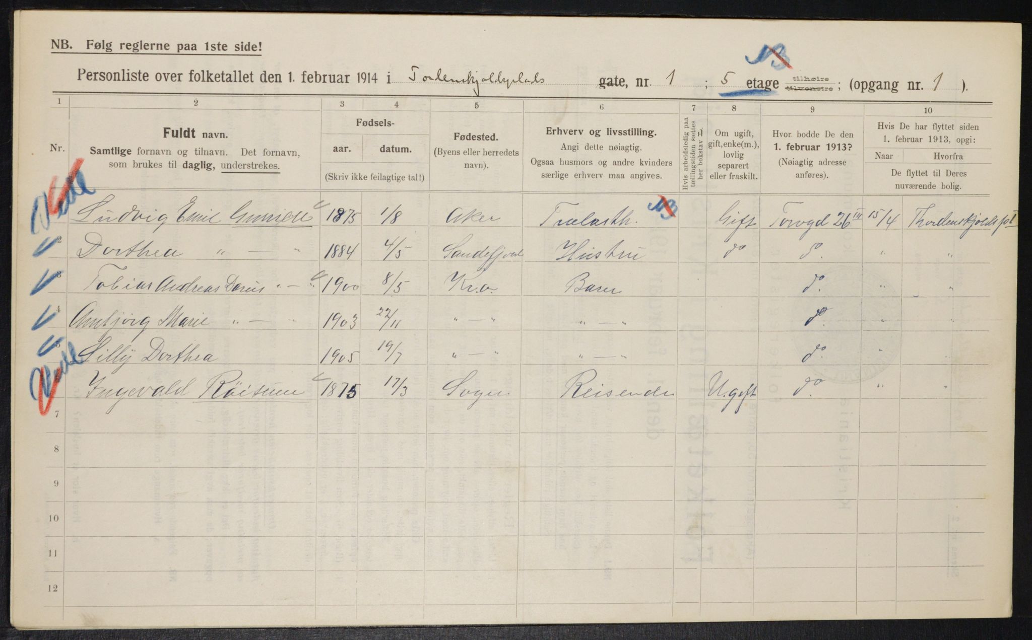 OBA, Kommunal folketelling 1.2.1914 for Kristiania, 1914, s. 114669