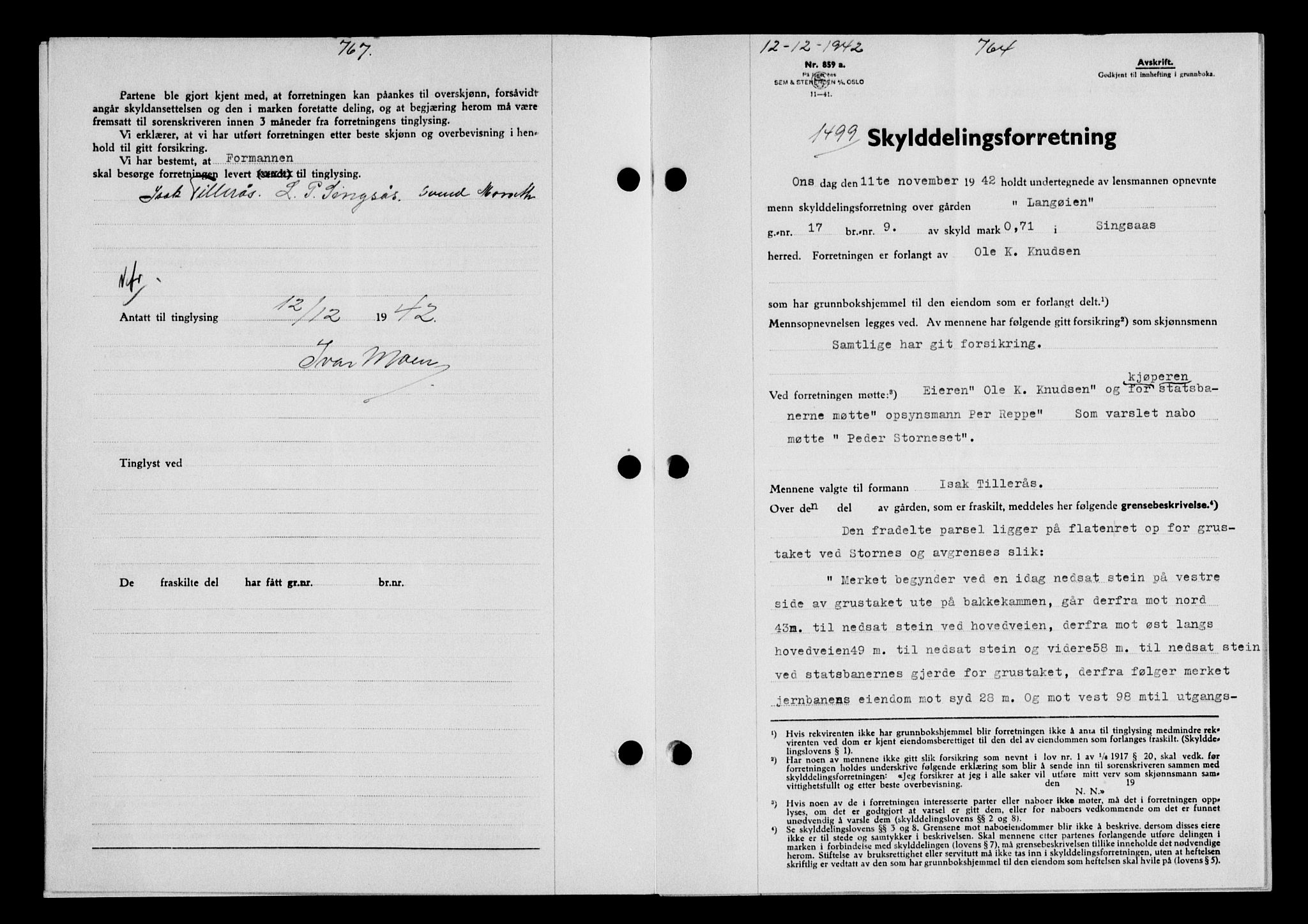 Gauldal sorenskriveri, SAT/A-0014/1/2/2C/L0055: Pantebok nr. 60, 1942-1942, Dagboknr: 1499/1942