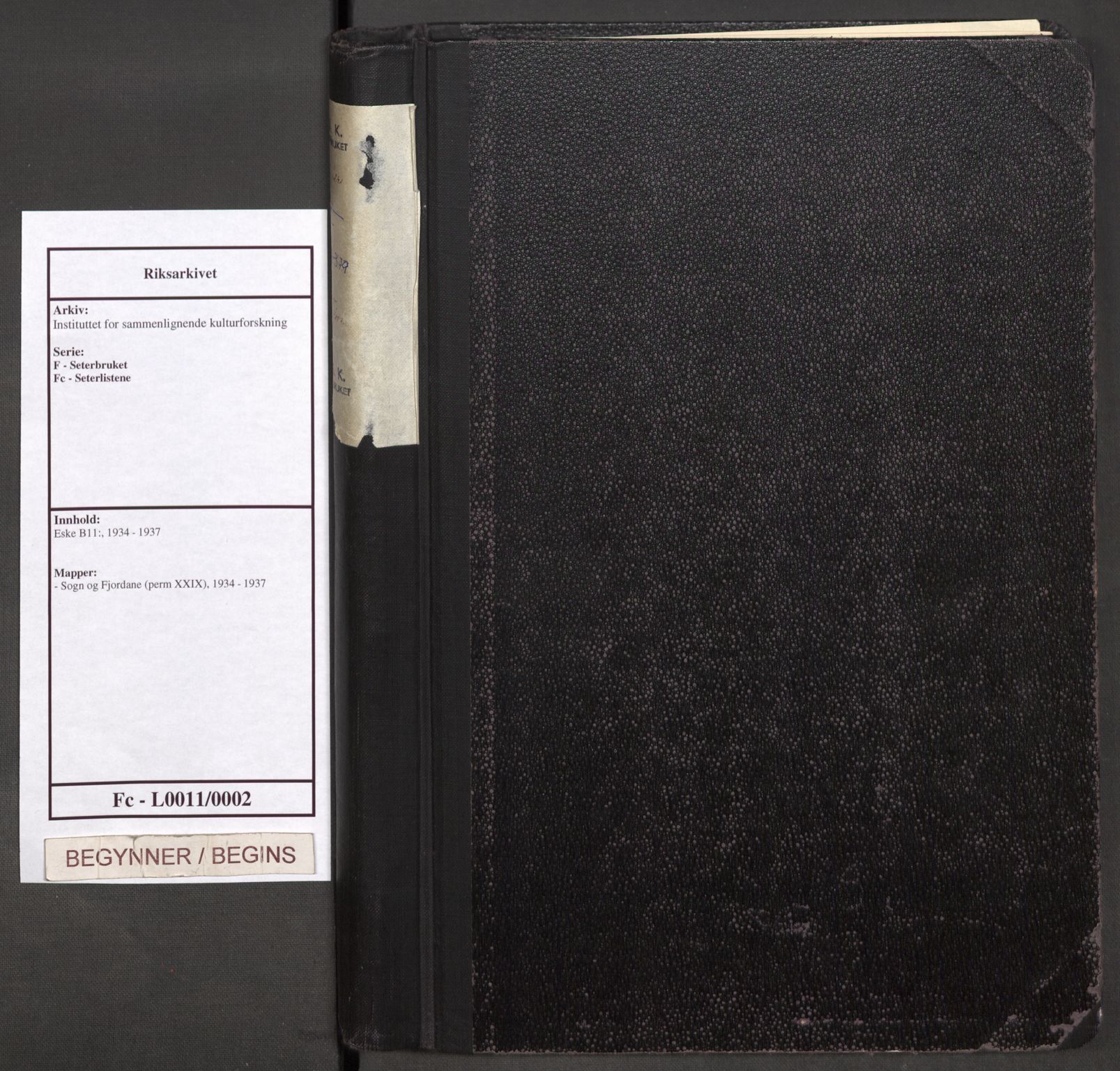 Instituttet for sammenlignende kulturforskning, AV/RA-PA-0424/F/Fc/L0011/0002: Eske B11: / Sogn og Fjordane (perm XXIX), 1934-1937
