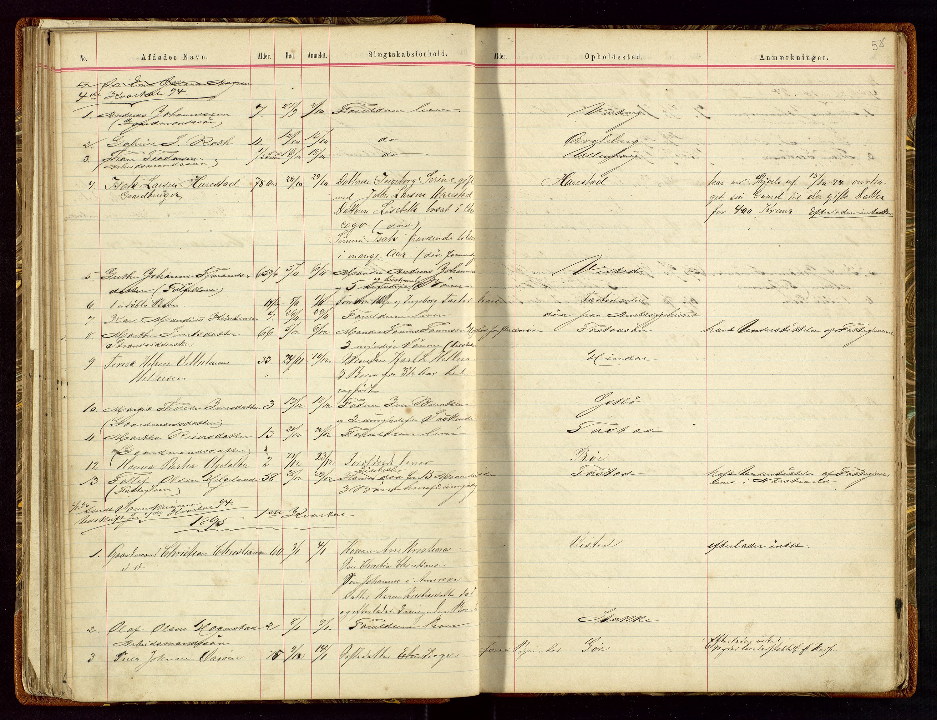 Hetland lensmannskontor, SAST/A-100101/Gga/L0001: Dødsfallprotokoll, 1883-1910, s. 58