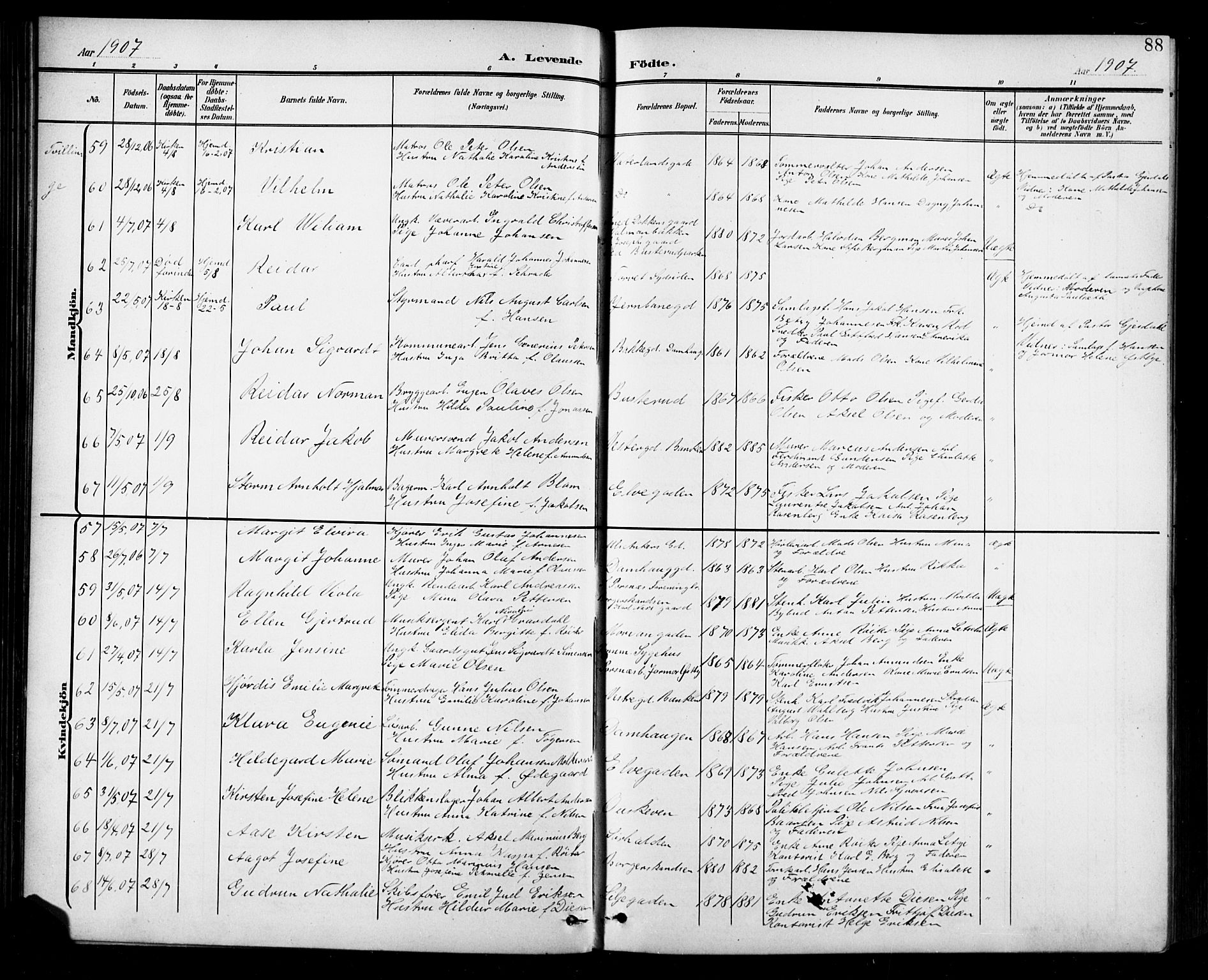 Halden prestekontor Kirkebøker, AV/SAO-A-10909/G/Ga/L0010: Klokkerbok nr. 10, 1900-1923, s. 88