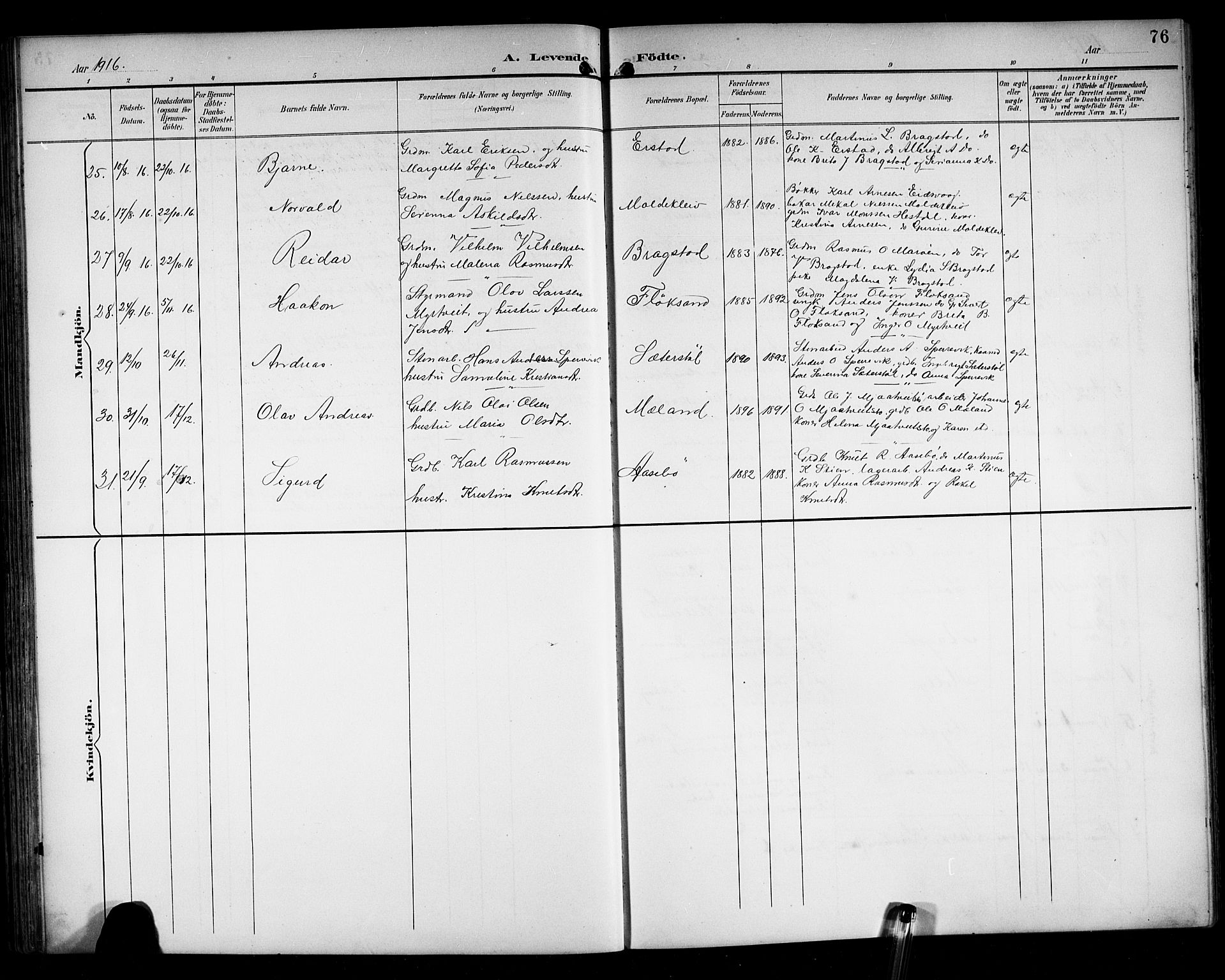Alversund Sokneprestembete, AV/SAB-A-73901/H/Ha/Hab: Klokkerbok nr. C 4, 1894-1924, s. 76