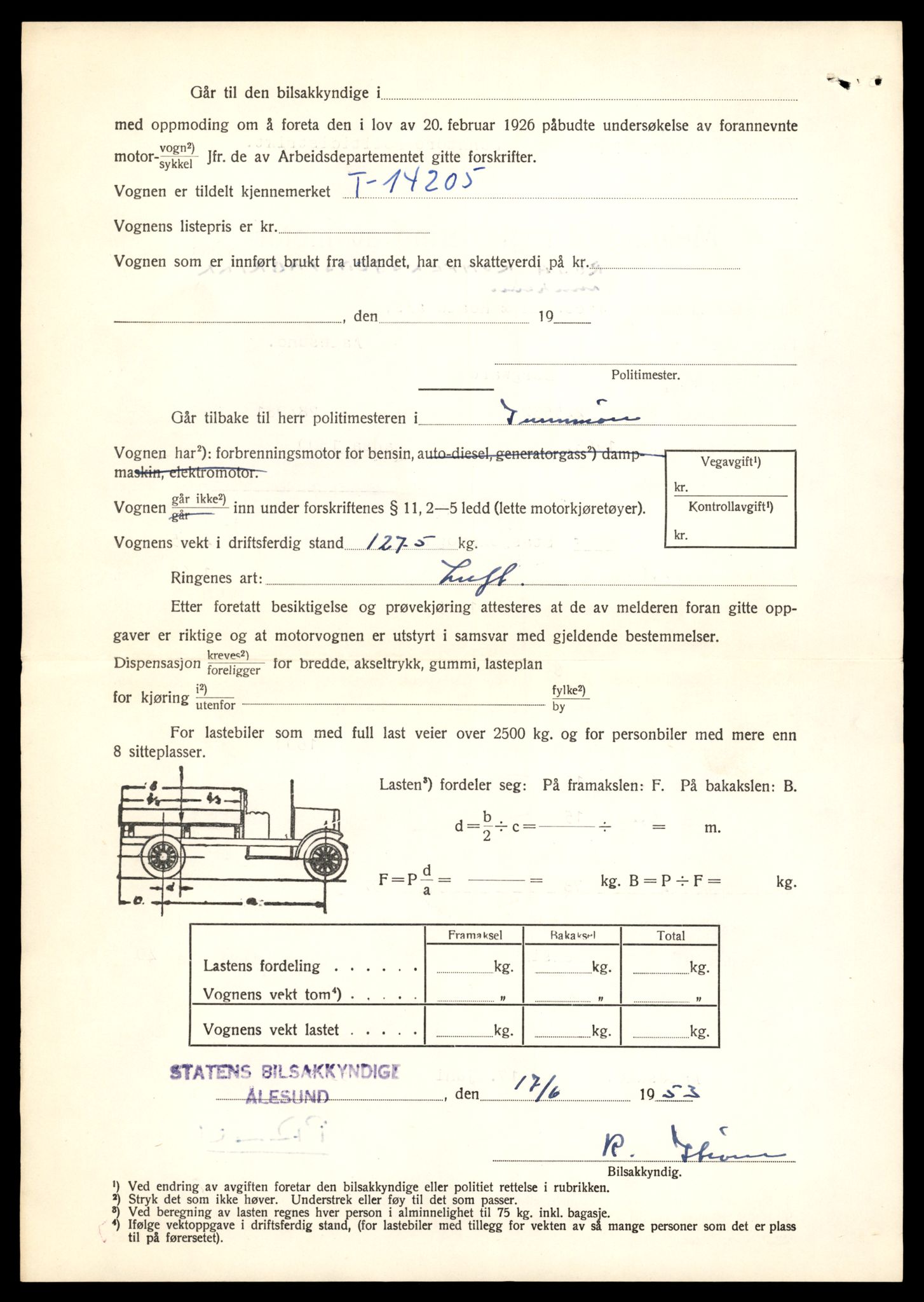Møre og Romsdal vegkontor - Ålesund trafikkstasjon, AV/SAT-A-4099/F/Fe/L0044: Registreringskort for kjøretøy T 14205 - T 14319, 1927-1998, s. 18