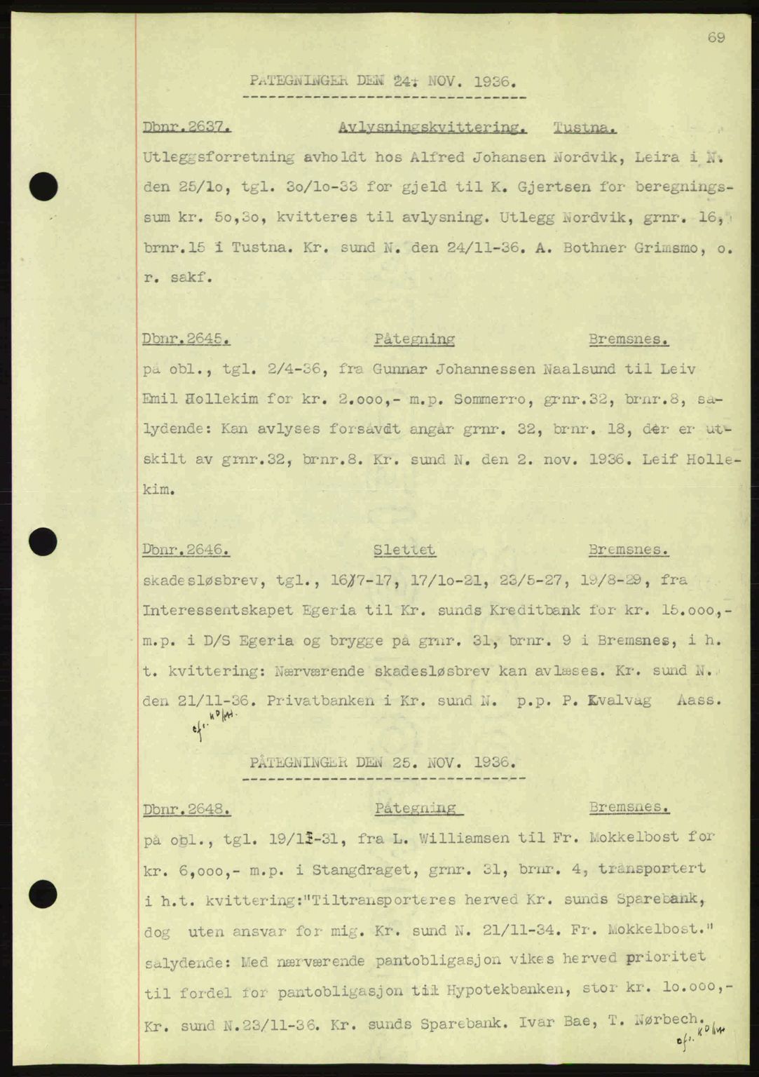 Nordmøre sorenskriveri, SAT/A-4132/1/2/2Ca: Pantebok nr. C80, 1936-1939, Dagboknr: 2637/1936