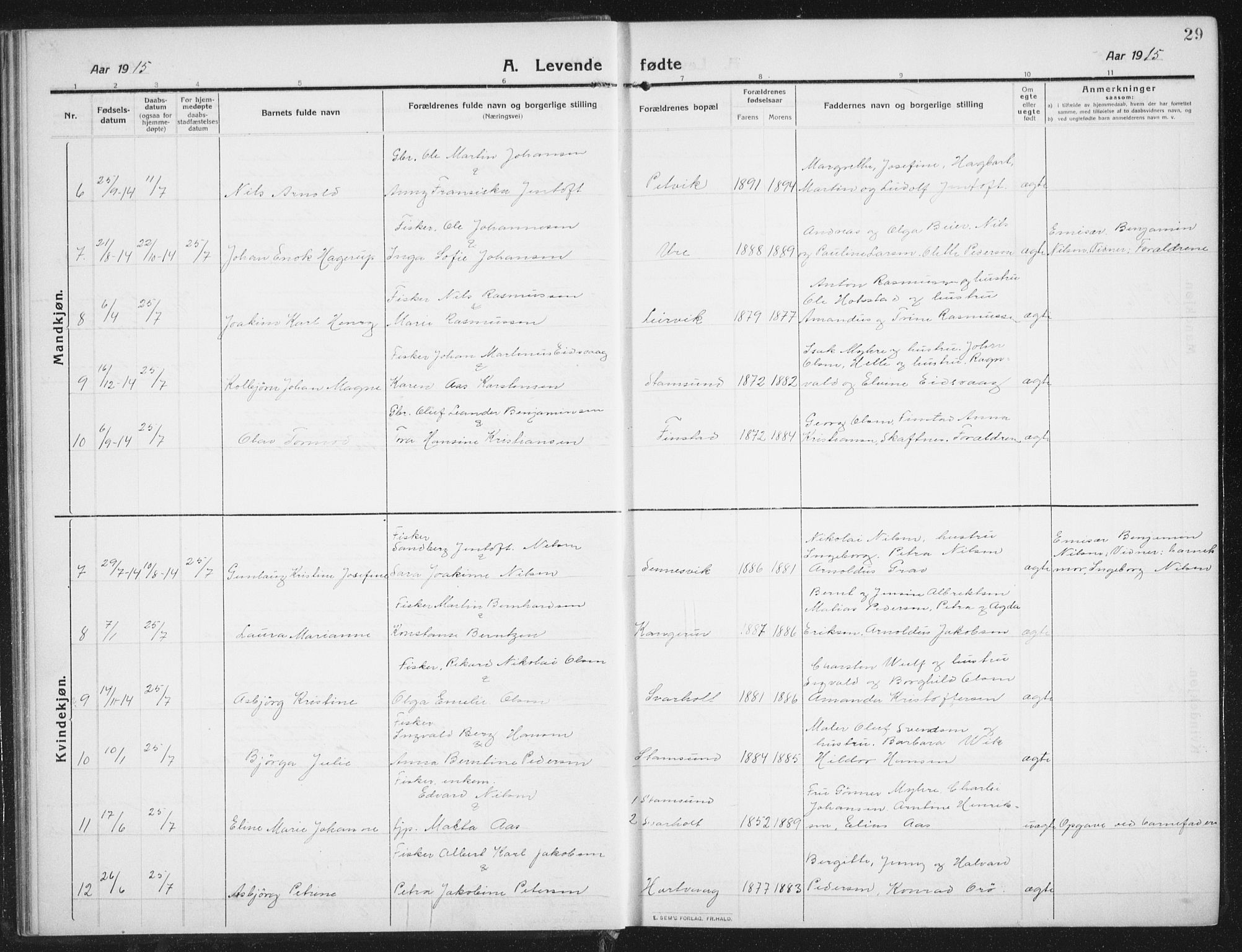 Ministerialprotokoller, klokkerbøker og fødselsregistre - Nordland, SAT/A-1459/882/L1183: Klokkerbok nr. 882C01, 1911-1938, s. 29