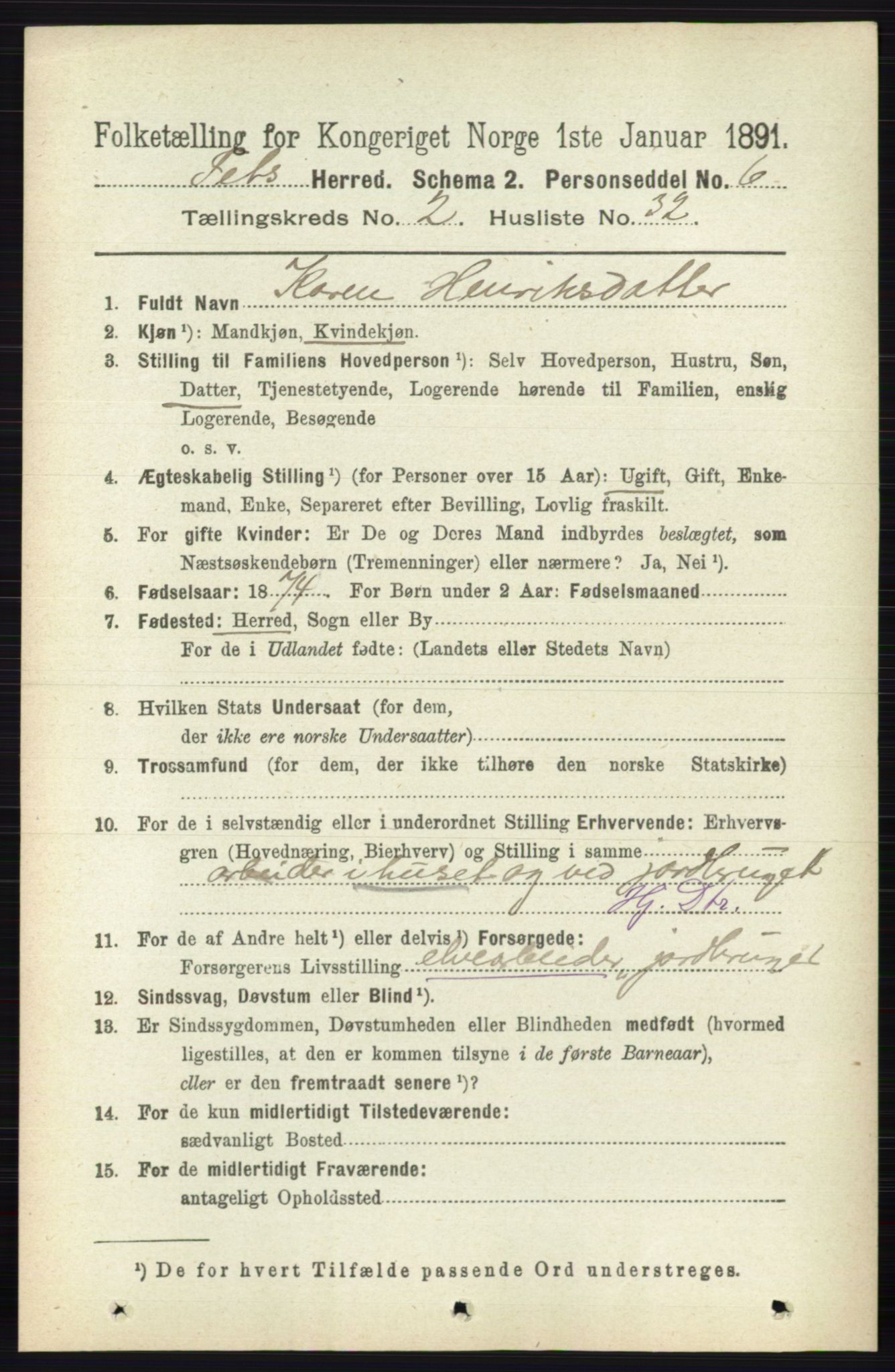 RA, Folketelling 1891 for 0227 Fet herred, 1891, s. 648