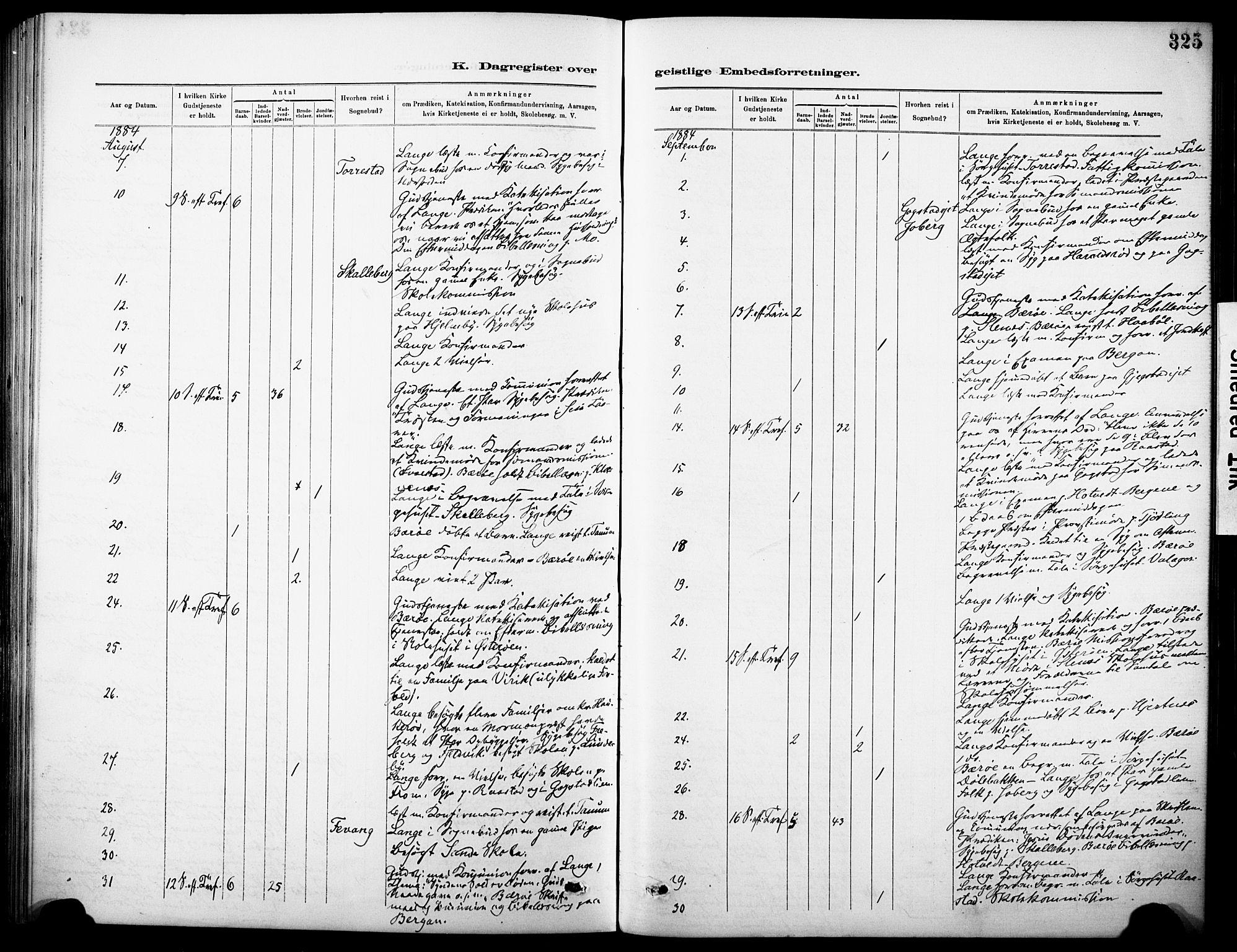 Sandar kirkebøker, AV/SAKO-A-243/F/Fa/L0013: Ministerialbok nr. 13, 1883-1895, s. 325